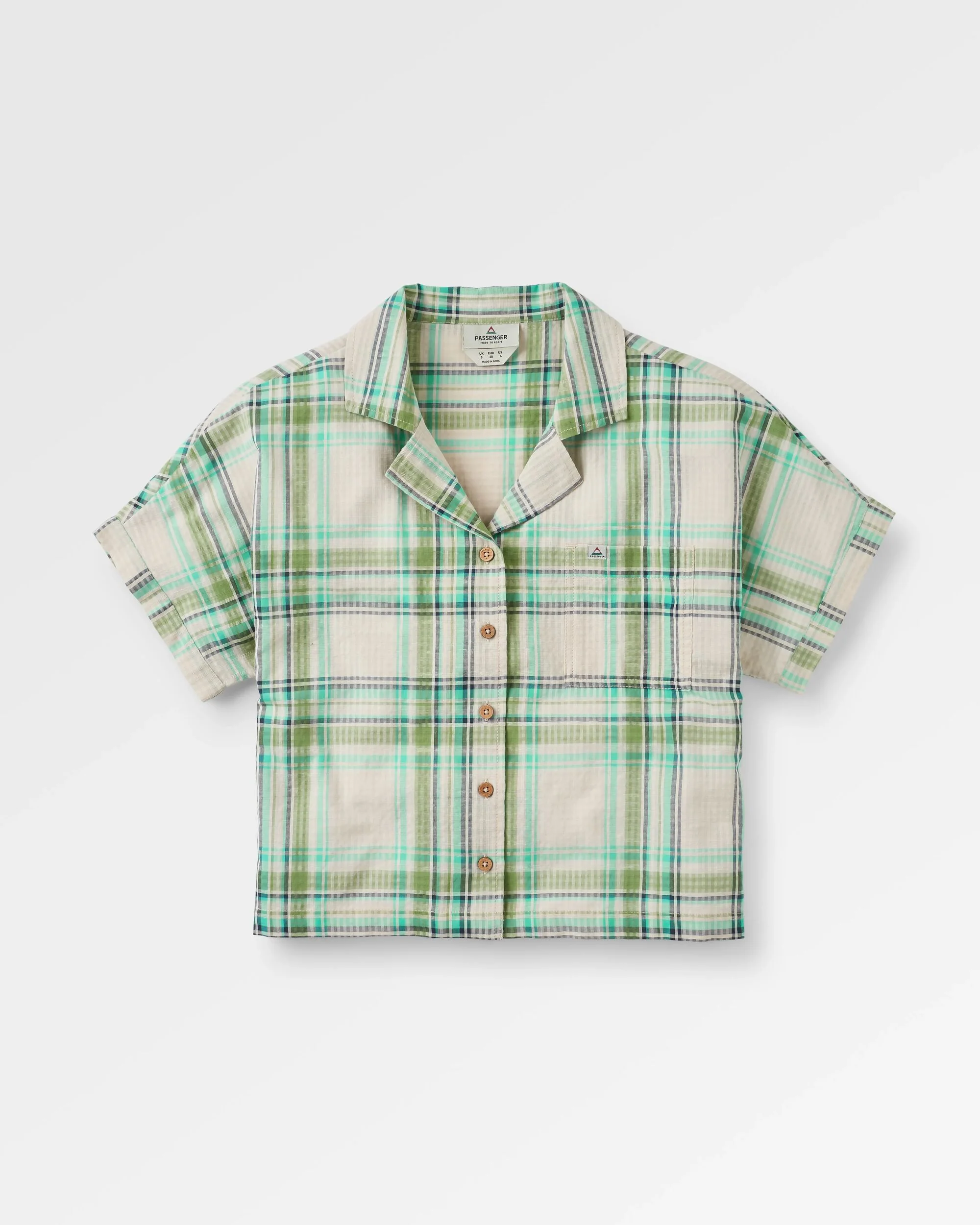 Arden Short Sleeve Shirt - Vintage White/Stem Green Check