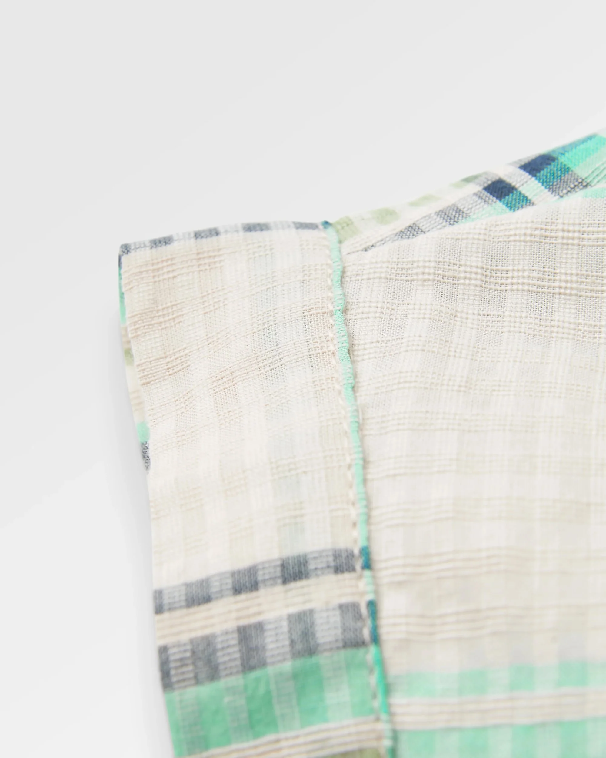 Arden Short Sleeve Shirt - Vintage White/Stem Green Check - Image 4