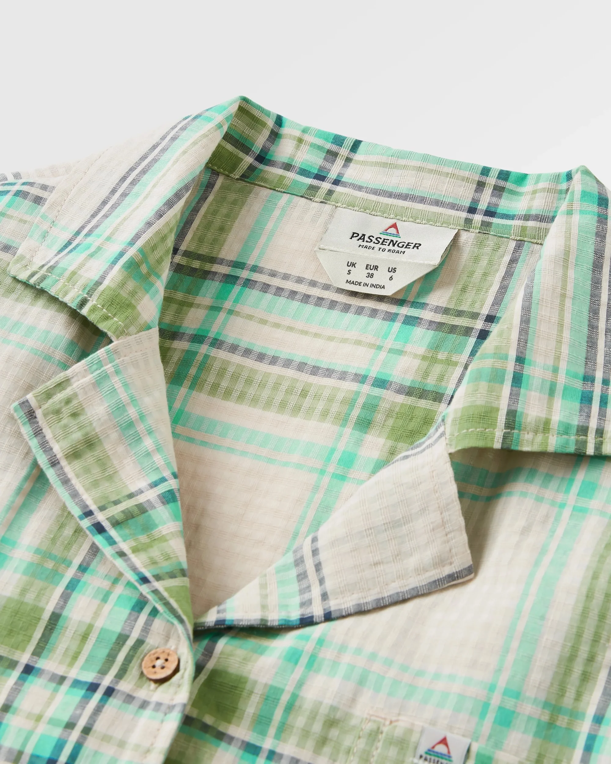 Arden Short Sleeve Shirt - Vintage White/Stem Green Check - Image 5