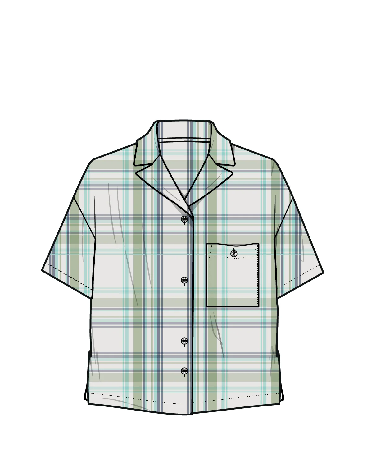 Arden Short Sleeve Shirt - Vintage White/Stem Green Check - Image 7