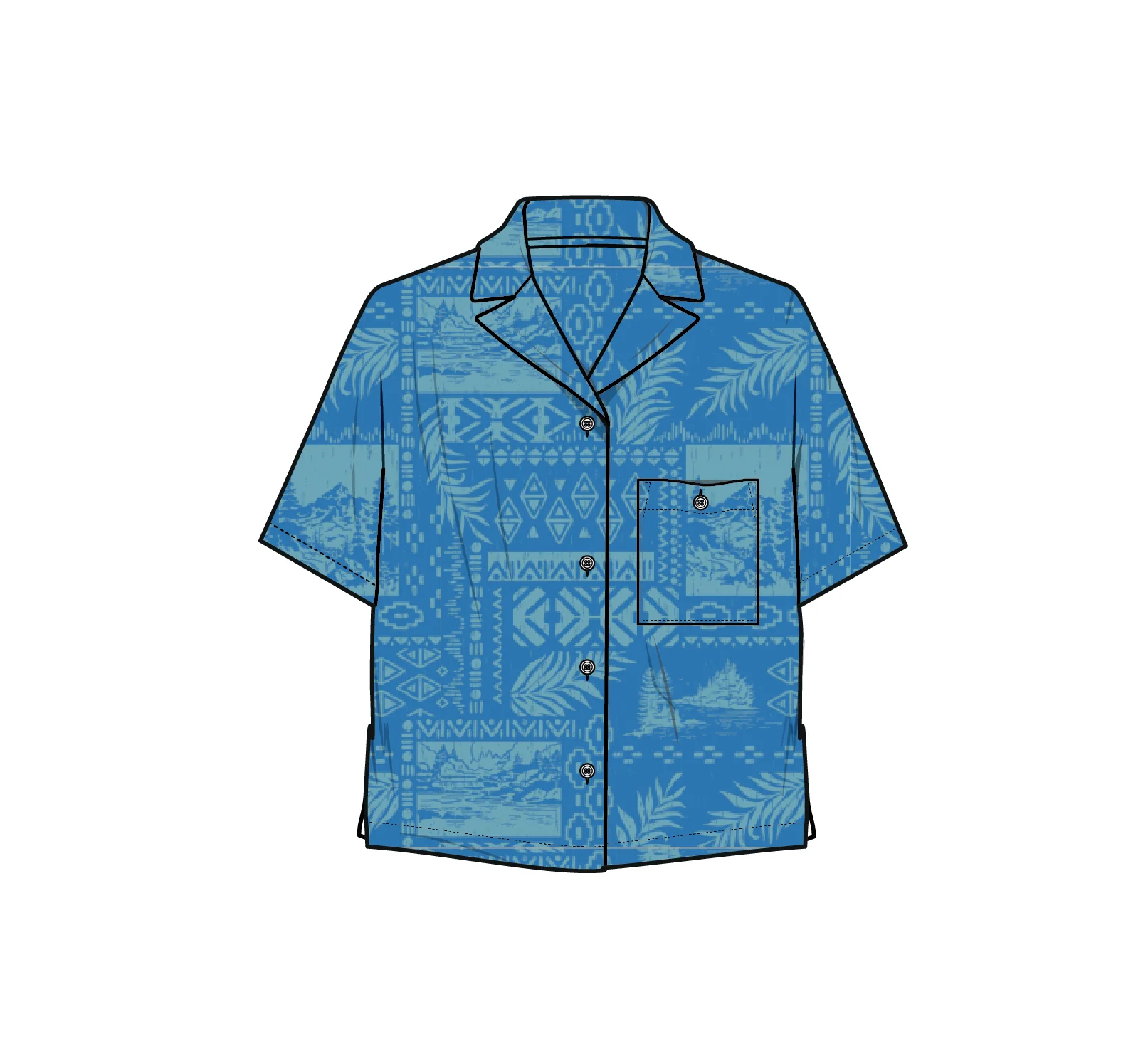 Arden Short Sleeve Shirt Eco Vero - Patchwork Marine Blue - Image 5
