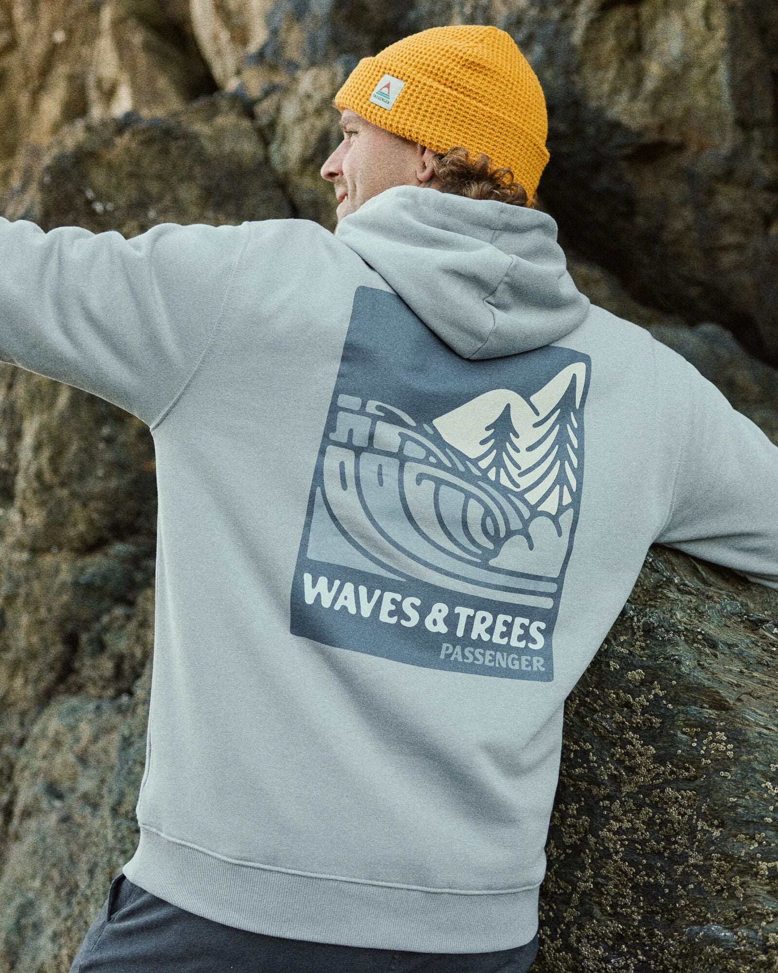 Waves & Trees Organic Cotton Hoodie - Steel Grey - Image 5