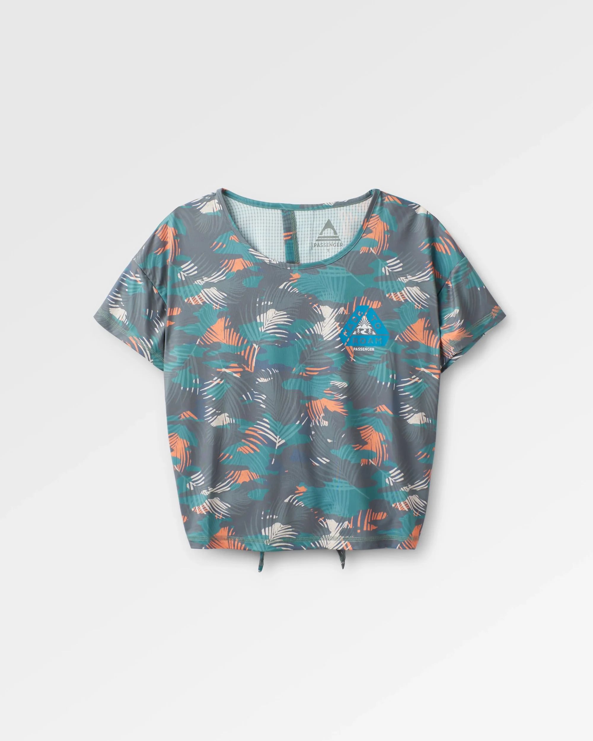 Chakra Tie Back Active T-Shirt - Palm Camo Deep Sea