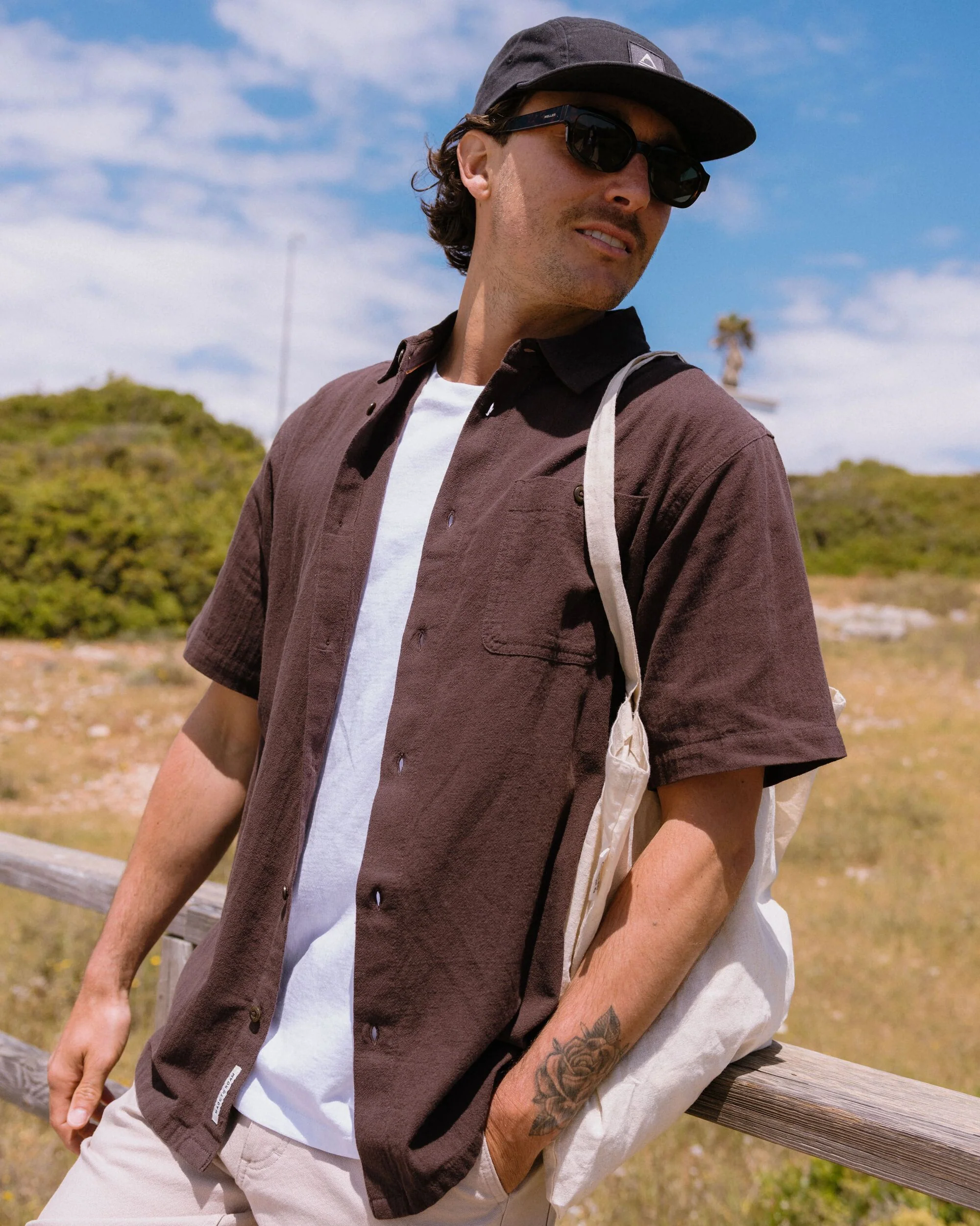 Chill Textured Short Sleeve Shirt - Espresso