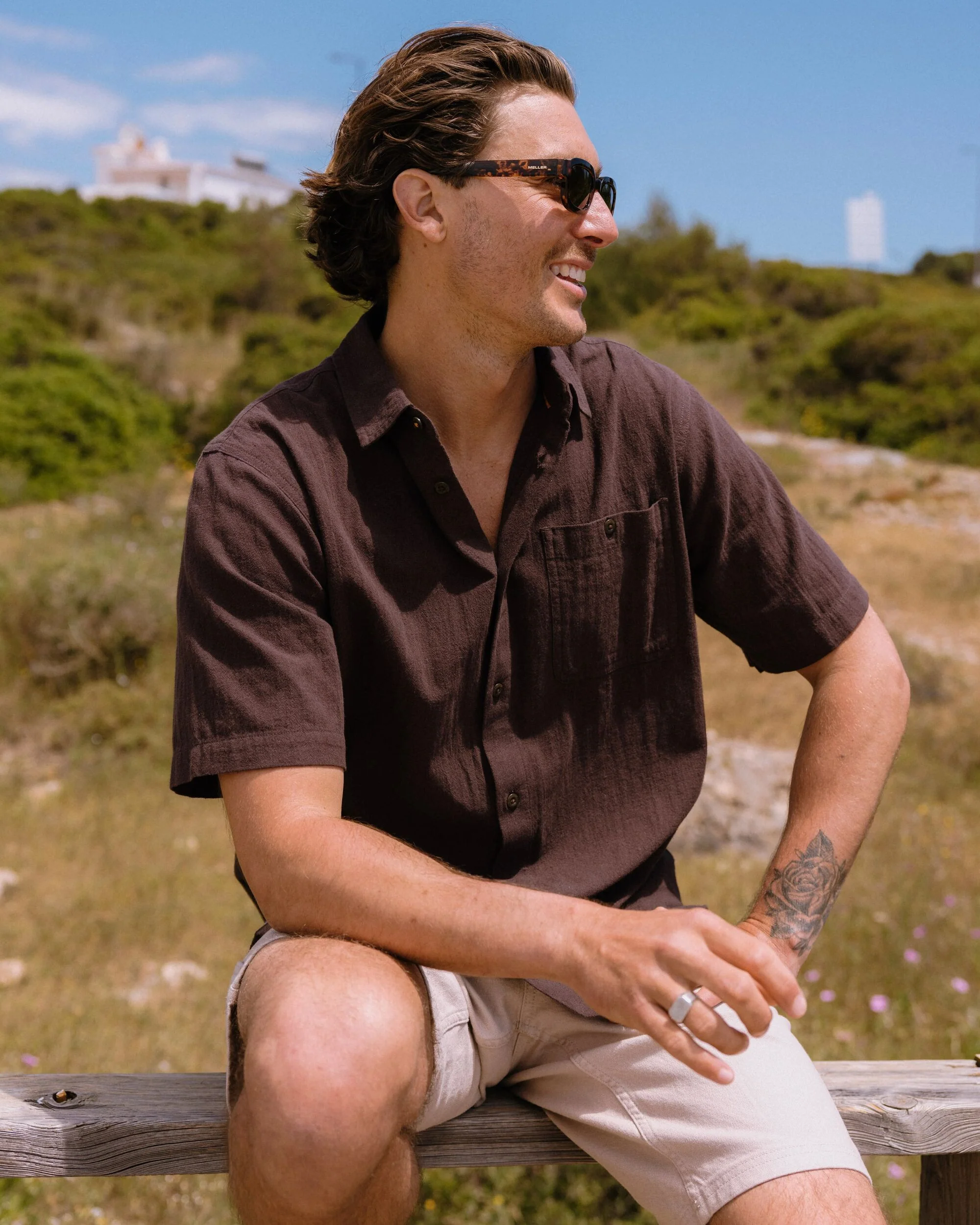 Chill Textured Short Sleeve Shirt - Espresso - Image 3