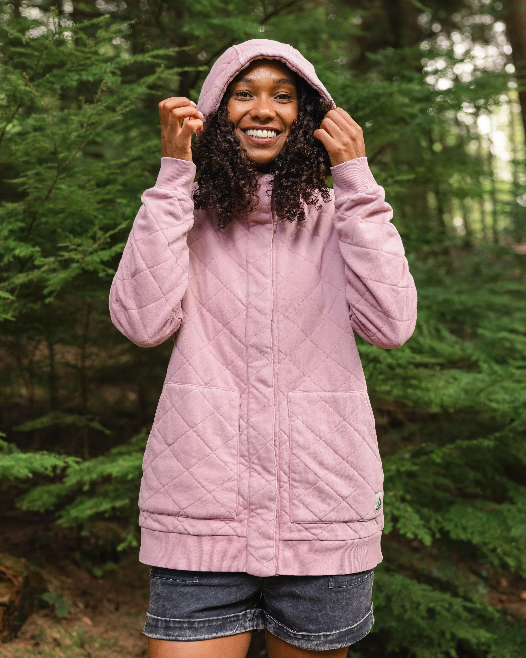 Clementine Quilted Popper Up Hoodie - Pink Haze - Image 5