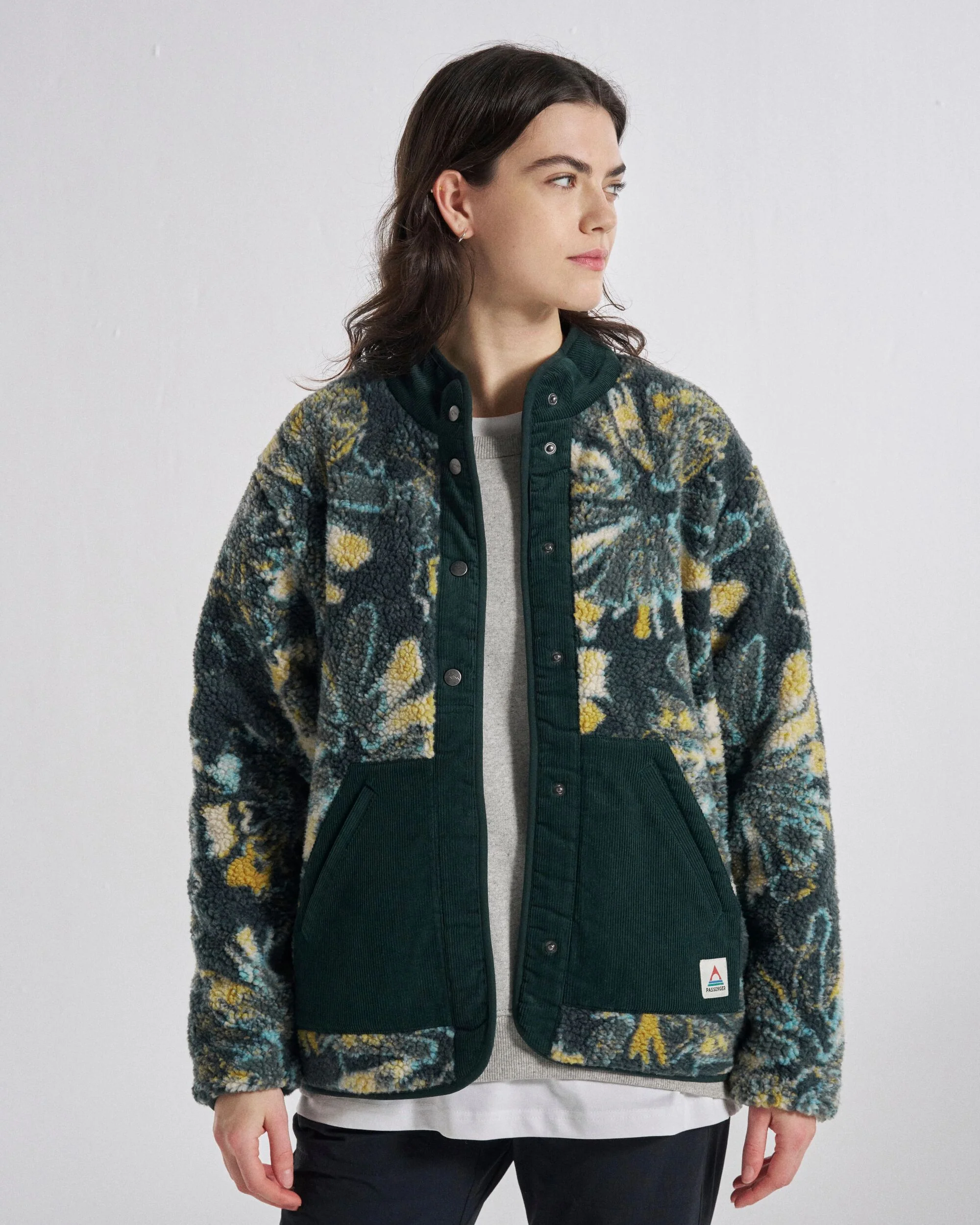 Clover Sherpa Fleece - Frost Dark Fern
