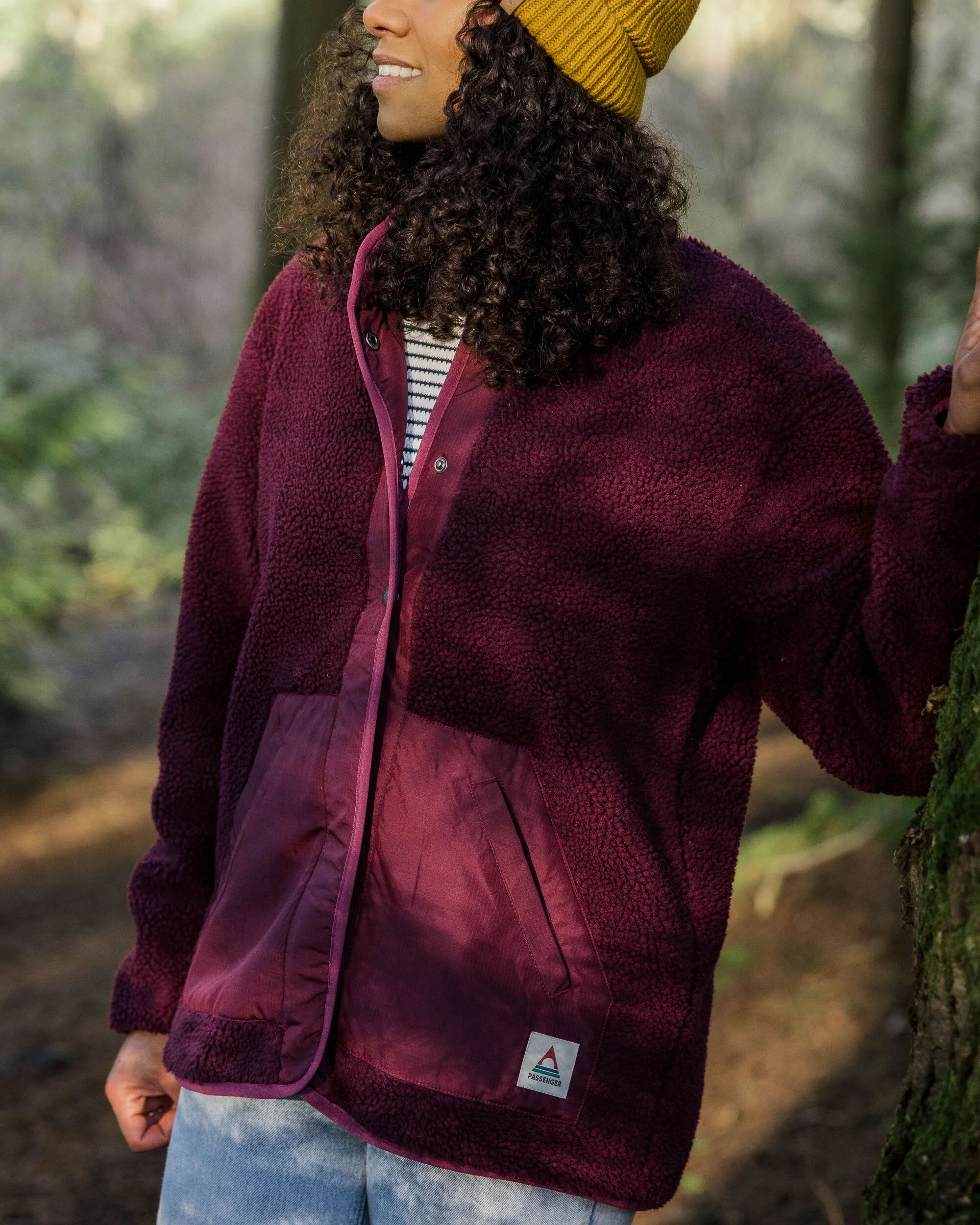 Clover Deep-Pile Sherpa Fleece - Wine - Image 7