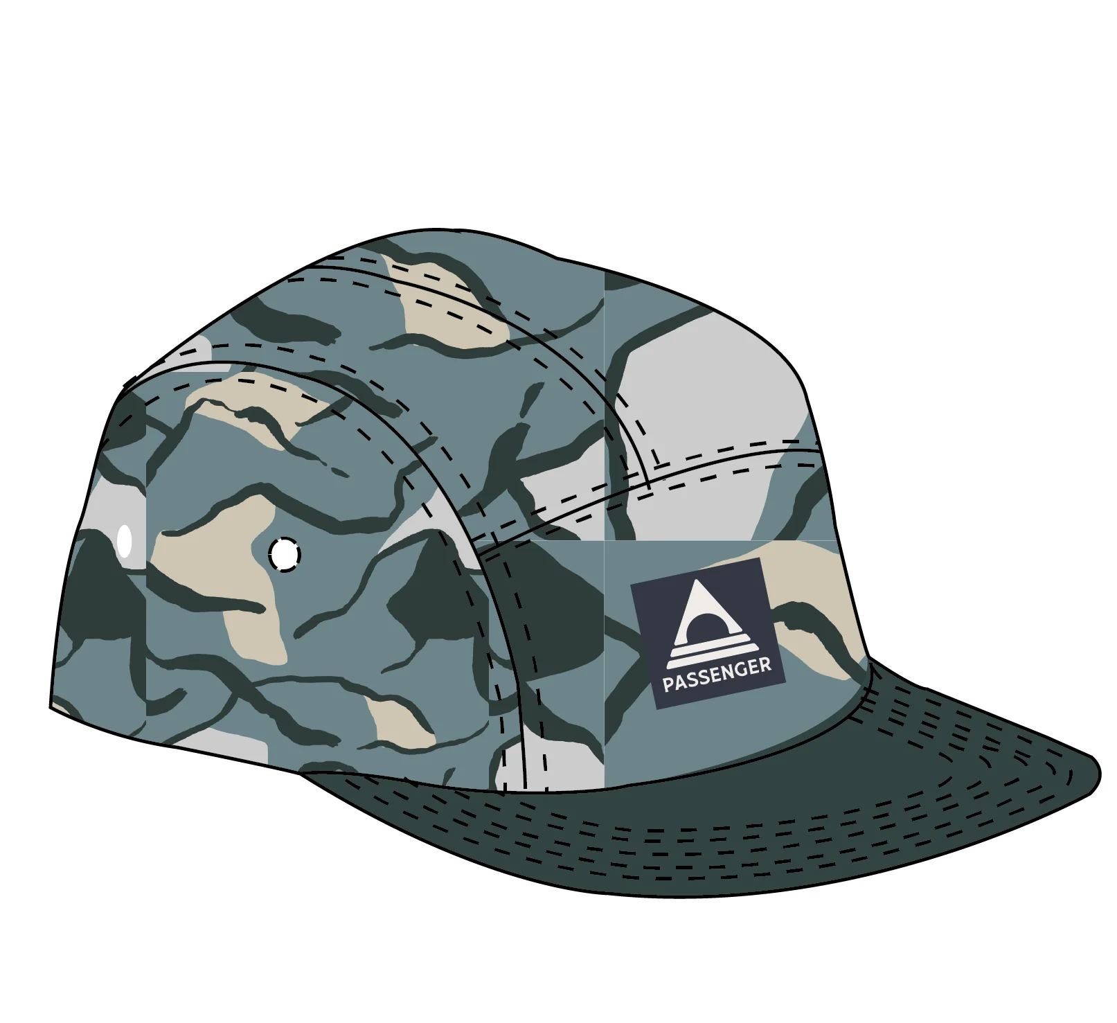 Coast Organic Cotton 5 Panel Cap - Abstract Trails Arctic - Image 8