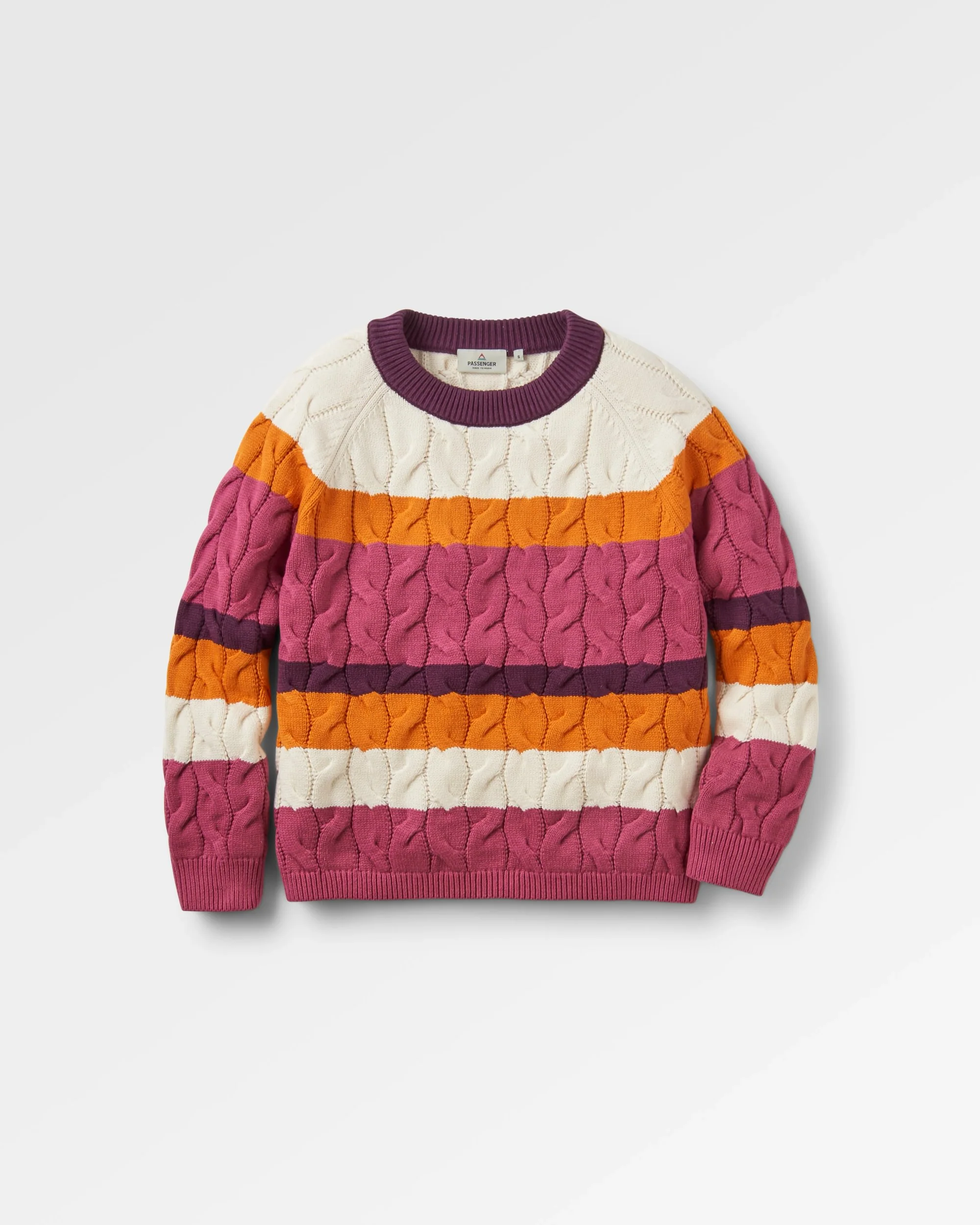 Comfort Organic Cotton Knitted Jumper - Rhubarb Multi Stripe - Image 2