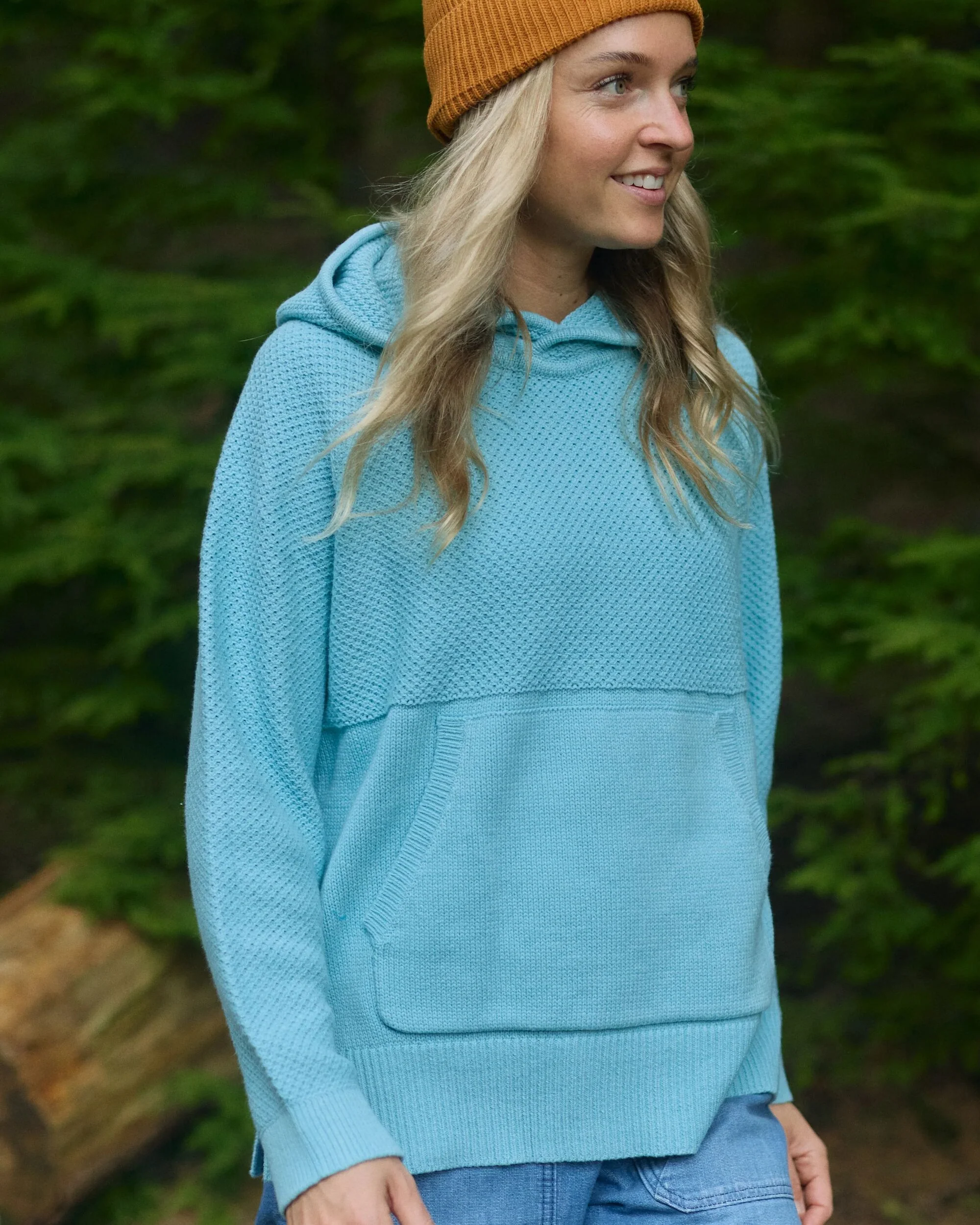 Cove Organic Cotton Knitted Hoodie - Retro Blue