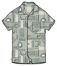 Cove Organic Cotton Short Sleeve Shirt - Vintage Patchwork Pistachio - Image 5