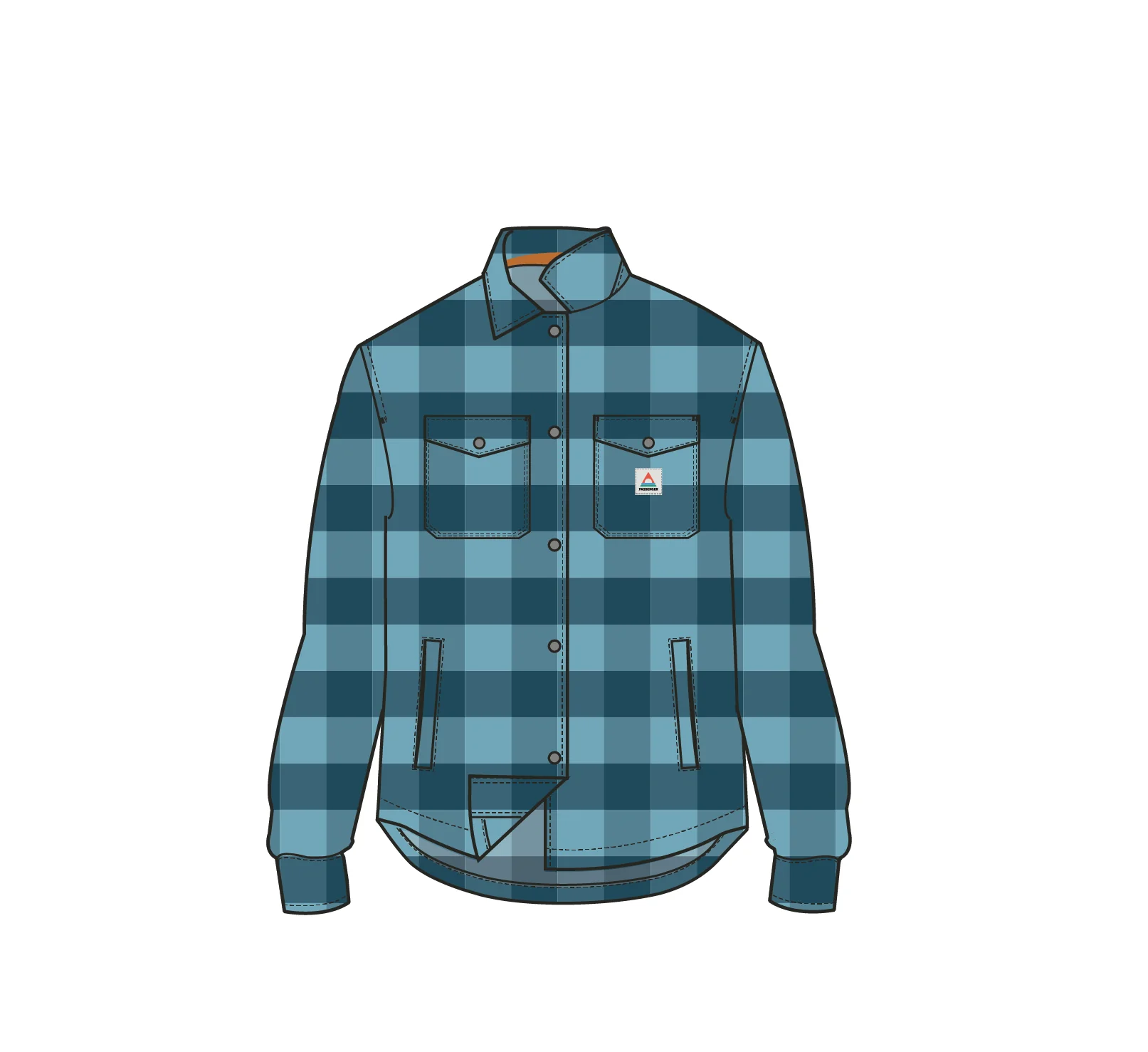 East Polar Fleece Shirt - Retro Blue Check - Image 7