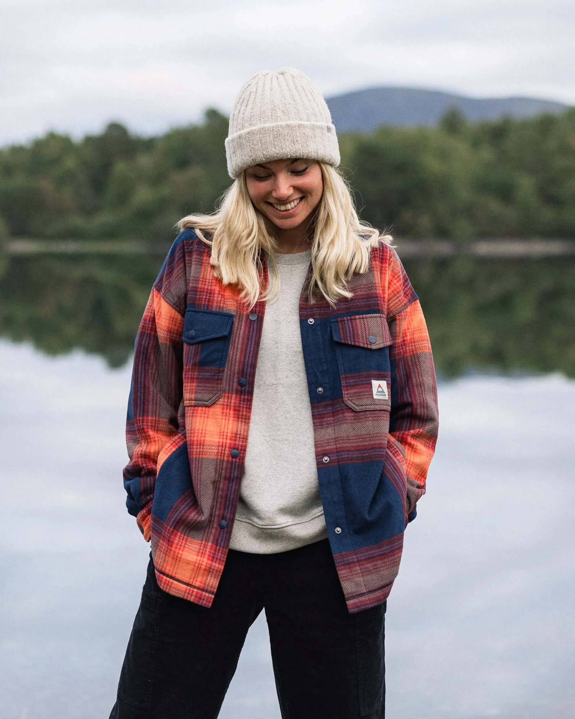 East Polar Fleece Shirt - Rich Navy/ Red Ochre Check