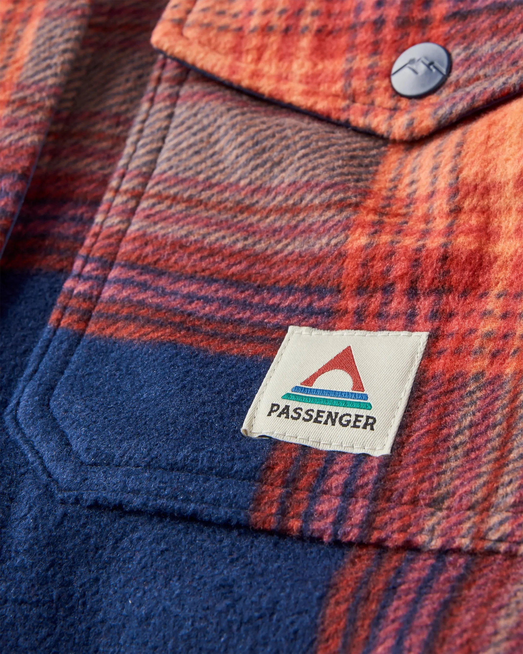 East Polar Fleece Shirt - Rich Navy/ Red Ochre Check - Image 8