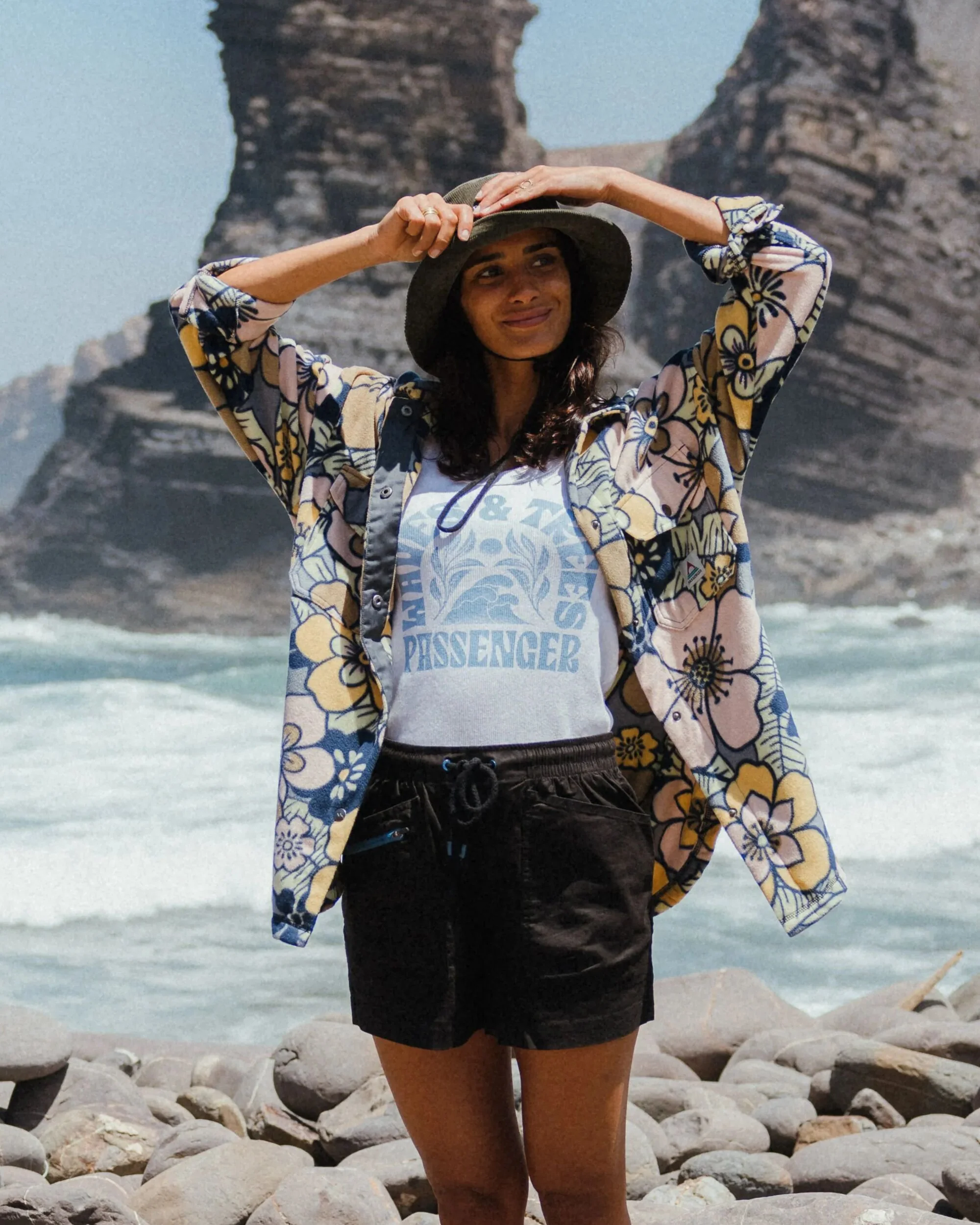 East Polar Fleece Shirt - Vintage Floral Sunlight