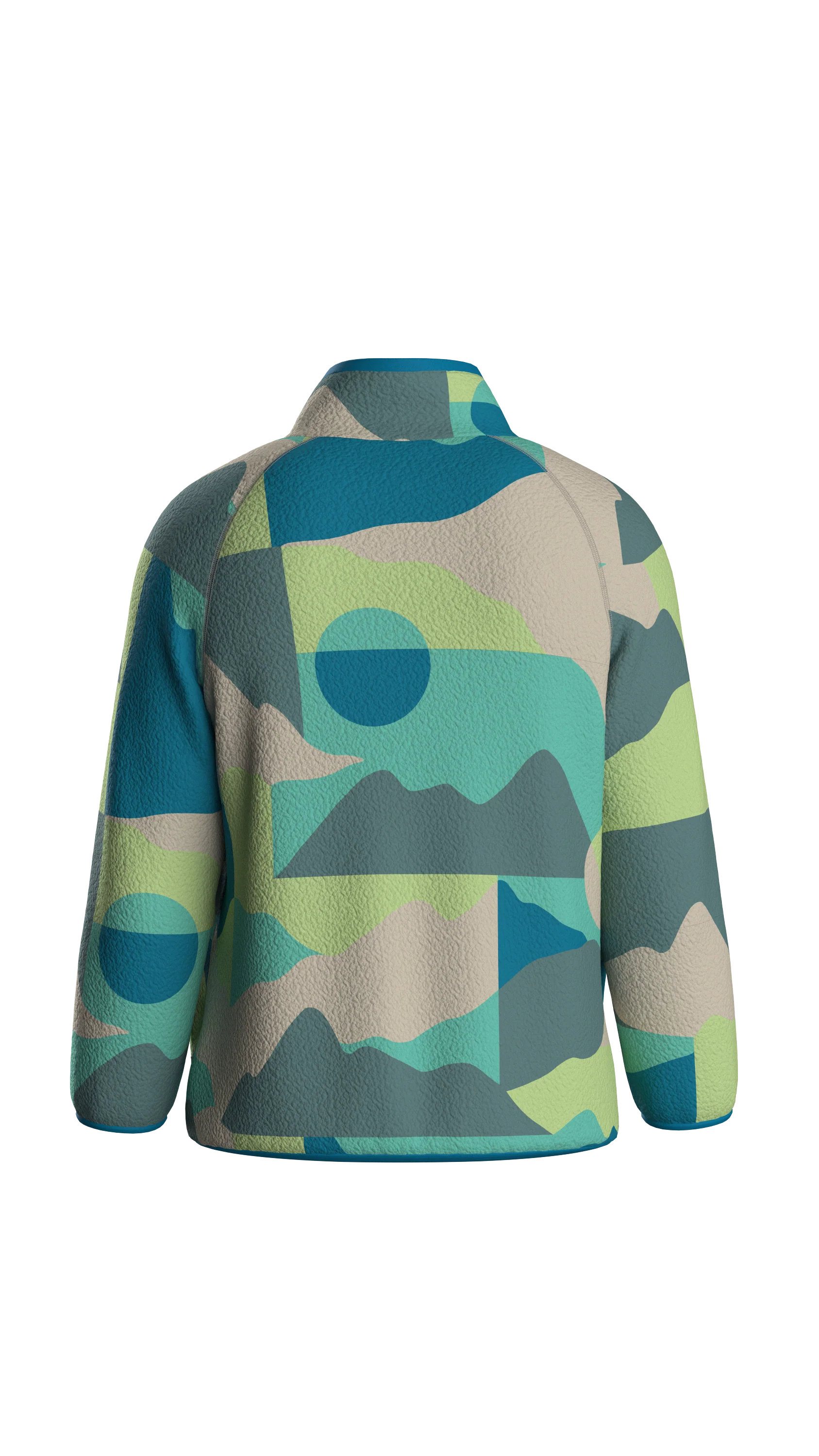 Fairbanks Full Zip Sherpa Fleece - Vista Patchwork Aqua - Image 13
