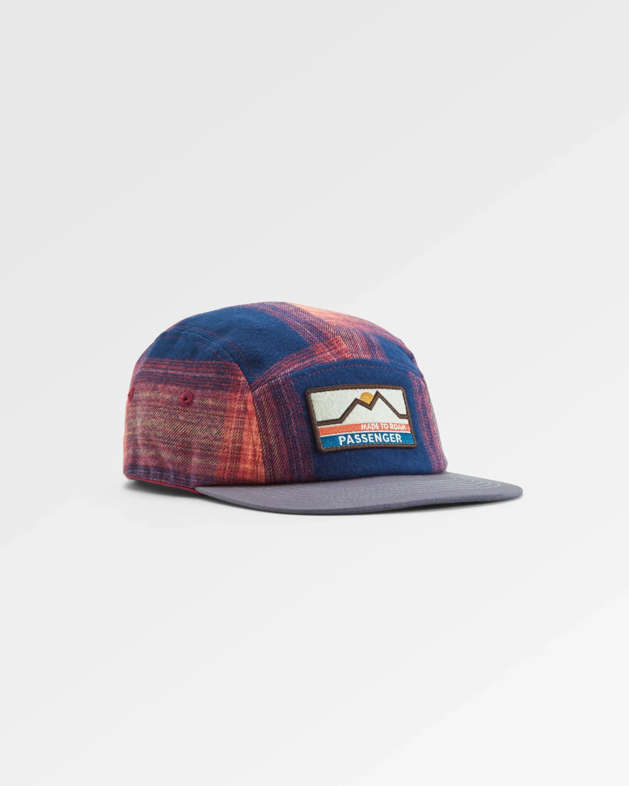 Fixie Flannel 5 Panel Cap - Rich Navy/ Red Ochre Check
