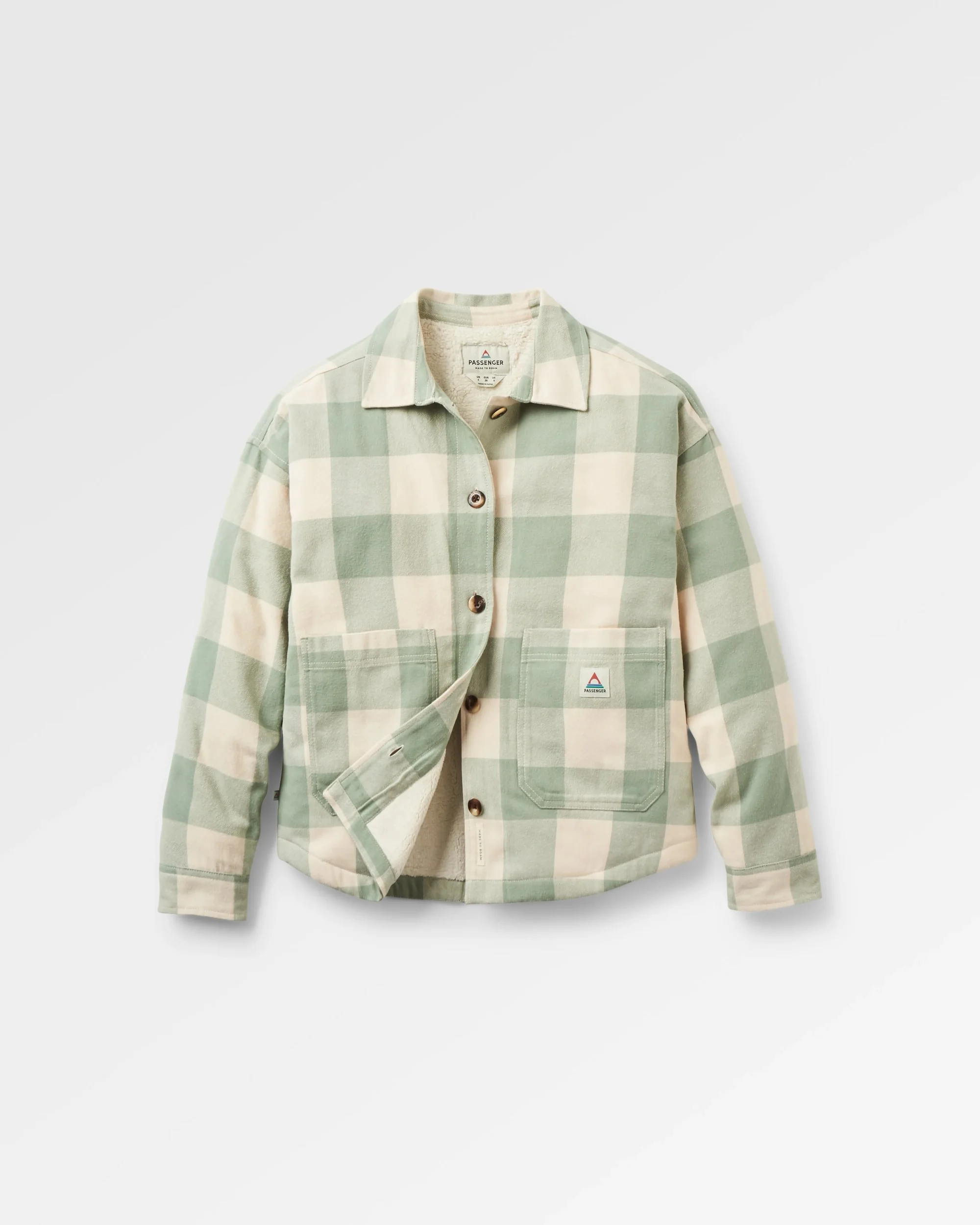 Flint Organic Cotton Overshirt - Pistachio Buffalo Check