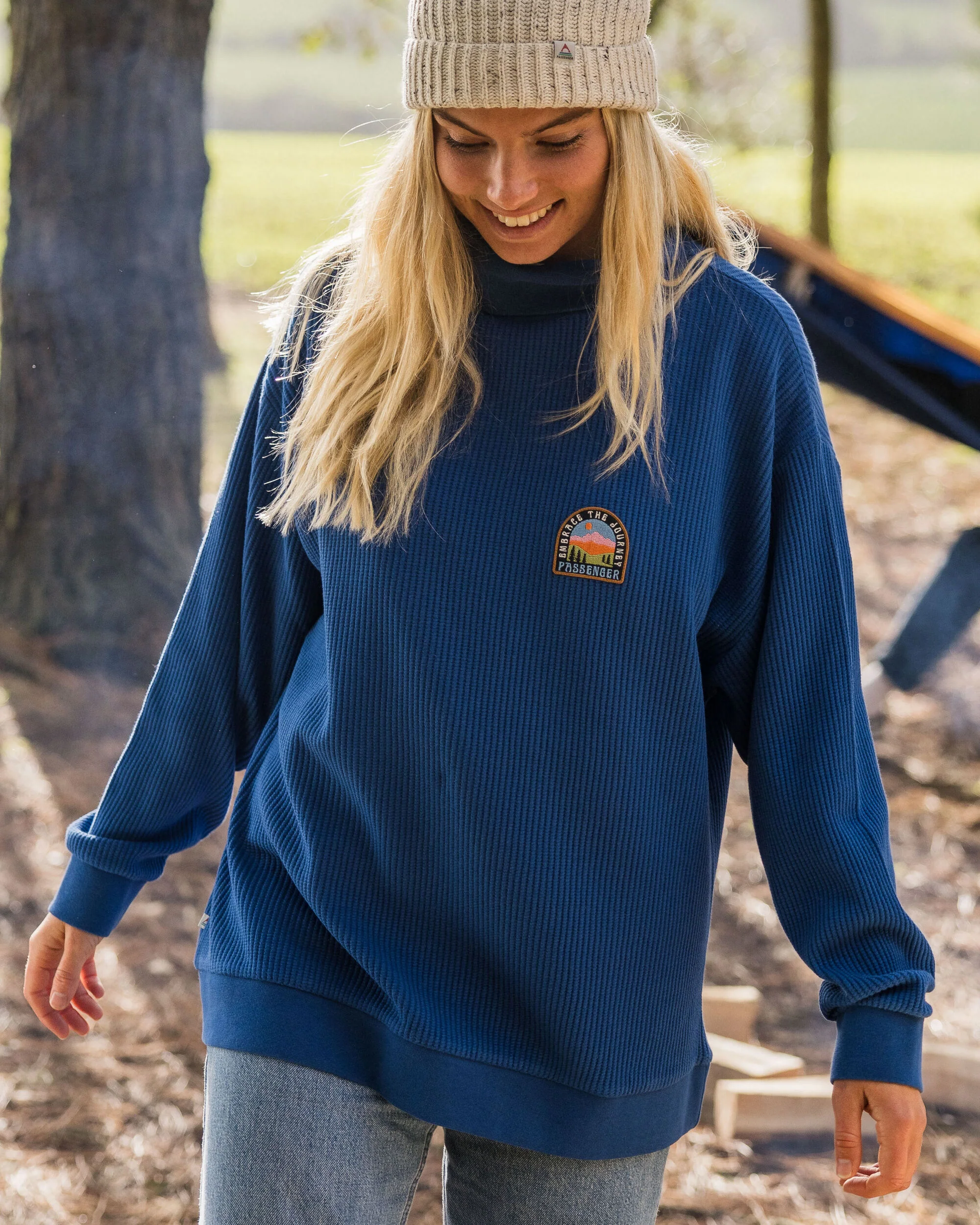 Flourish Roll Neck Top - True Blue - Image 2