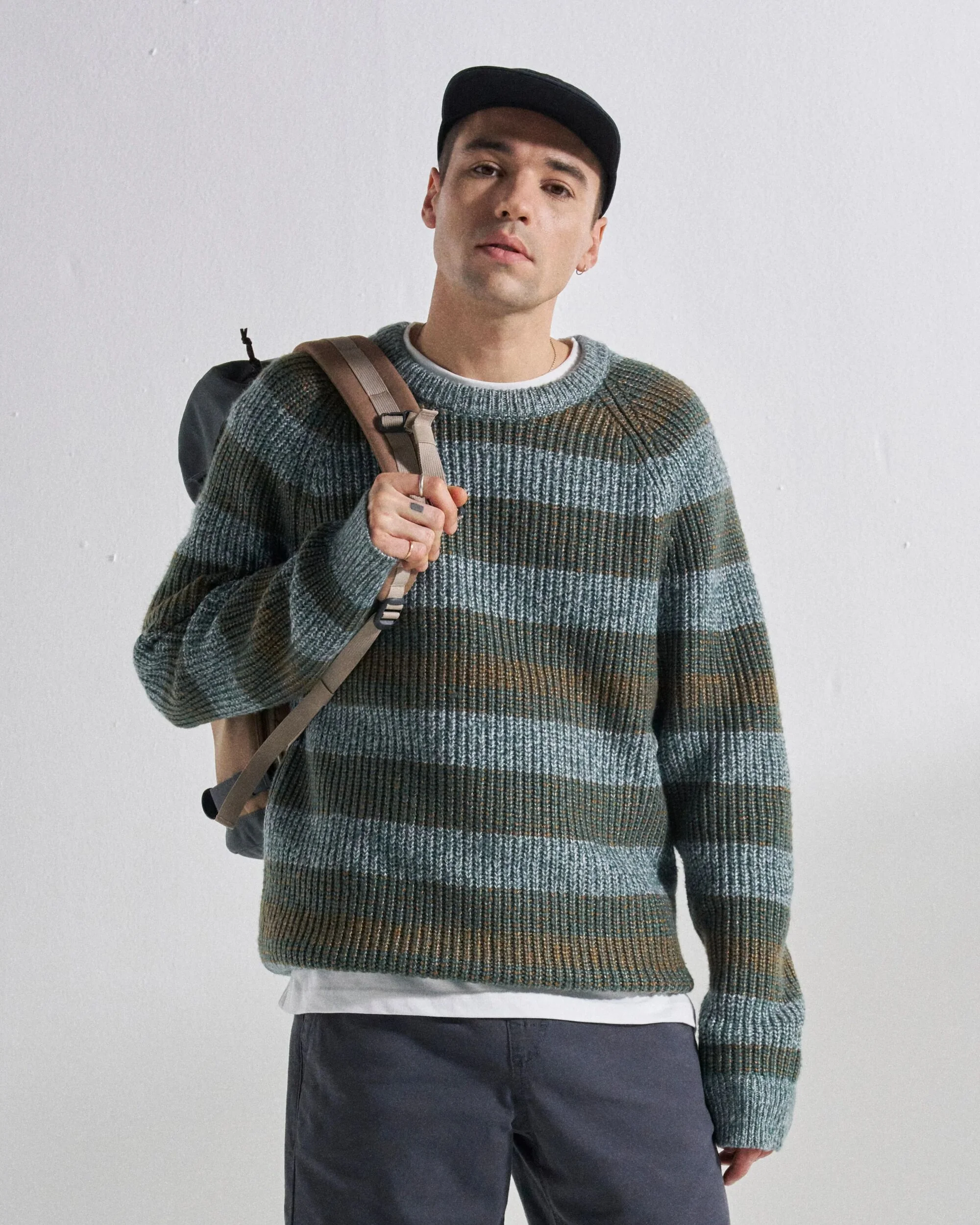 Fog Knitted Jumper - Faded Denim Multi Stripe