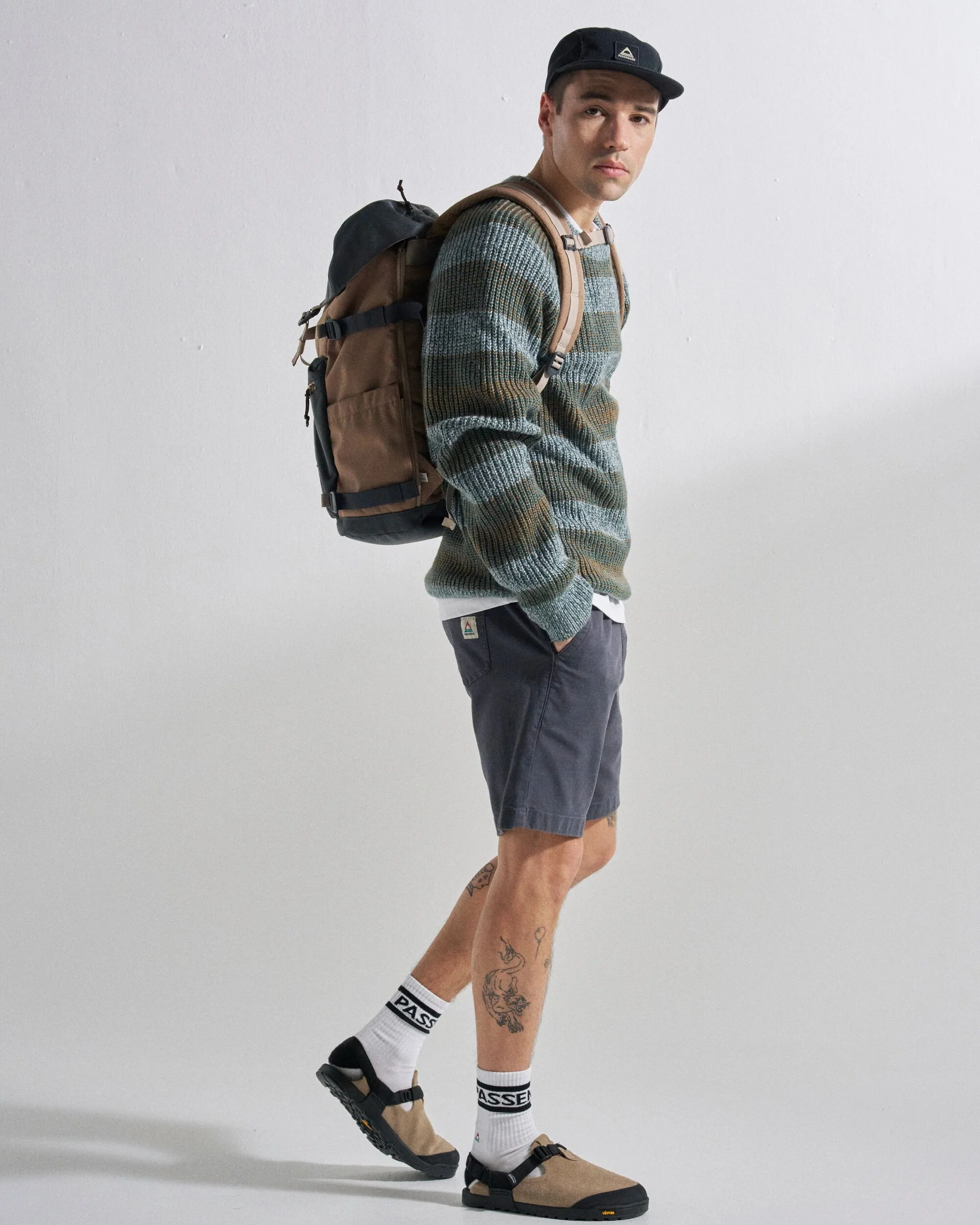 Fog Knitted Jumper - Faded Denim Multi Stripe - Image 4