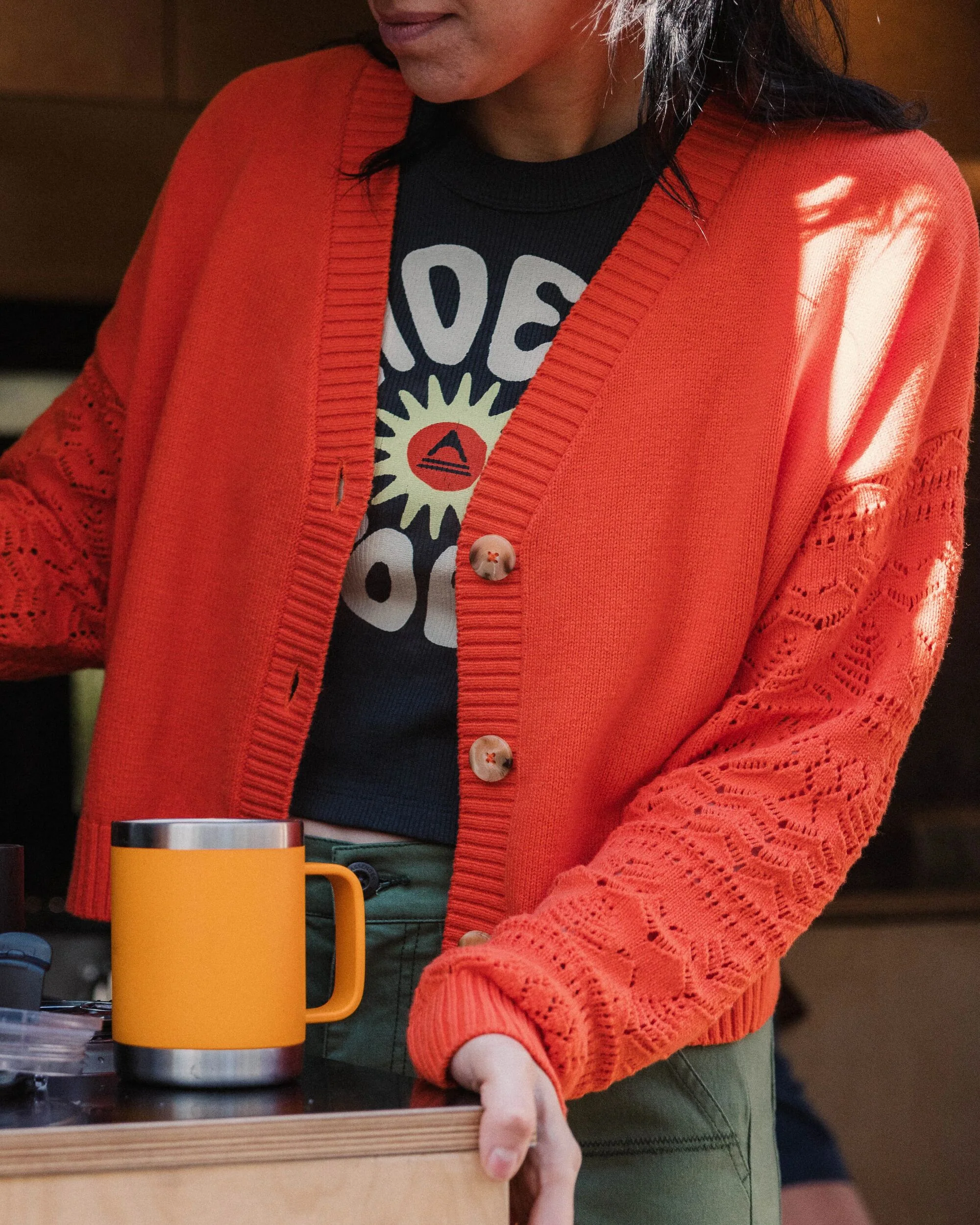 Grace Open Knit Cardigan - Ember Orange - Image 4
