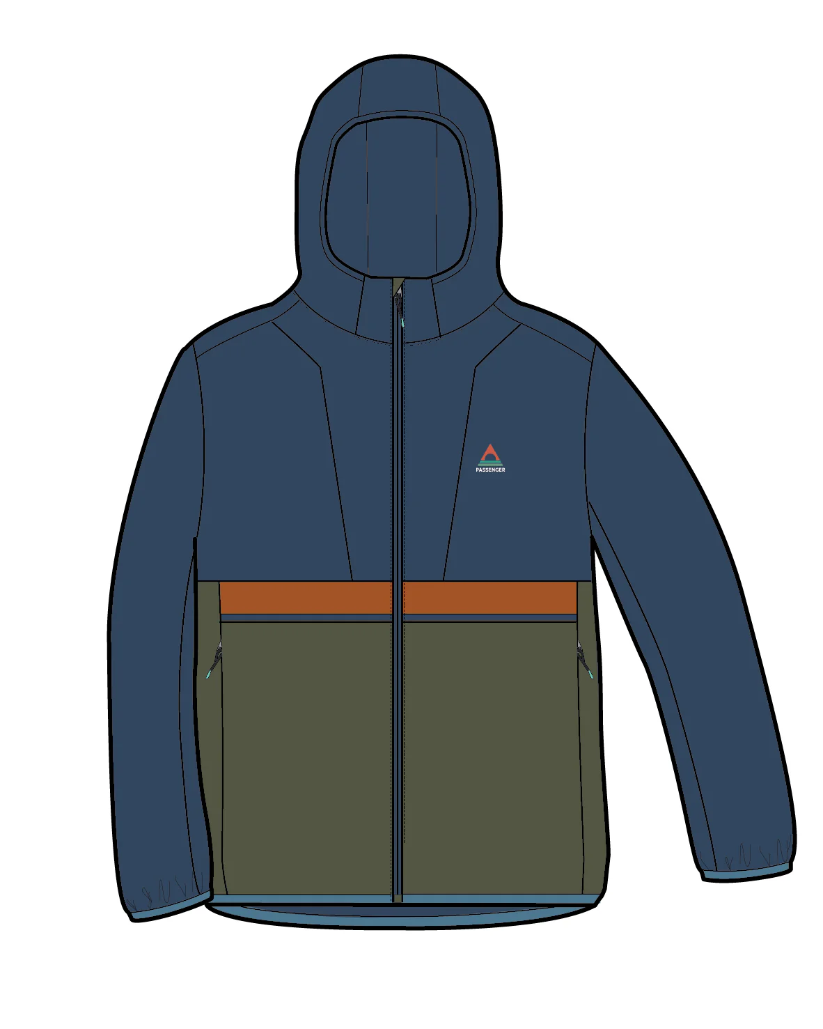 Gusto Windshell Jacket - Khaki/Dark Denim - Image 7
