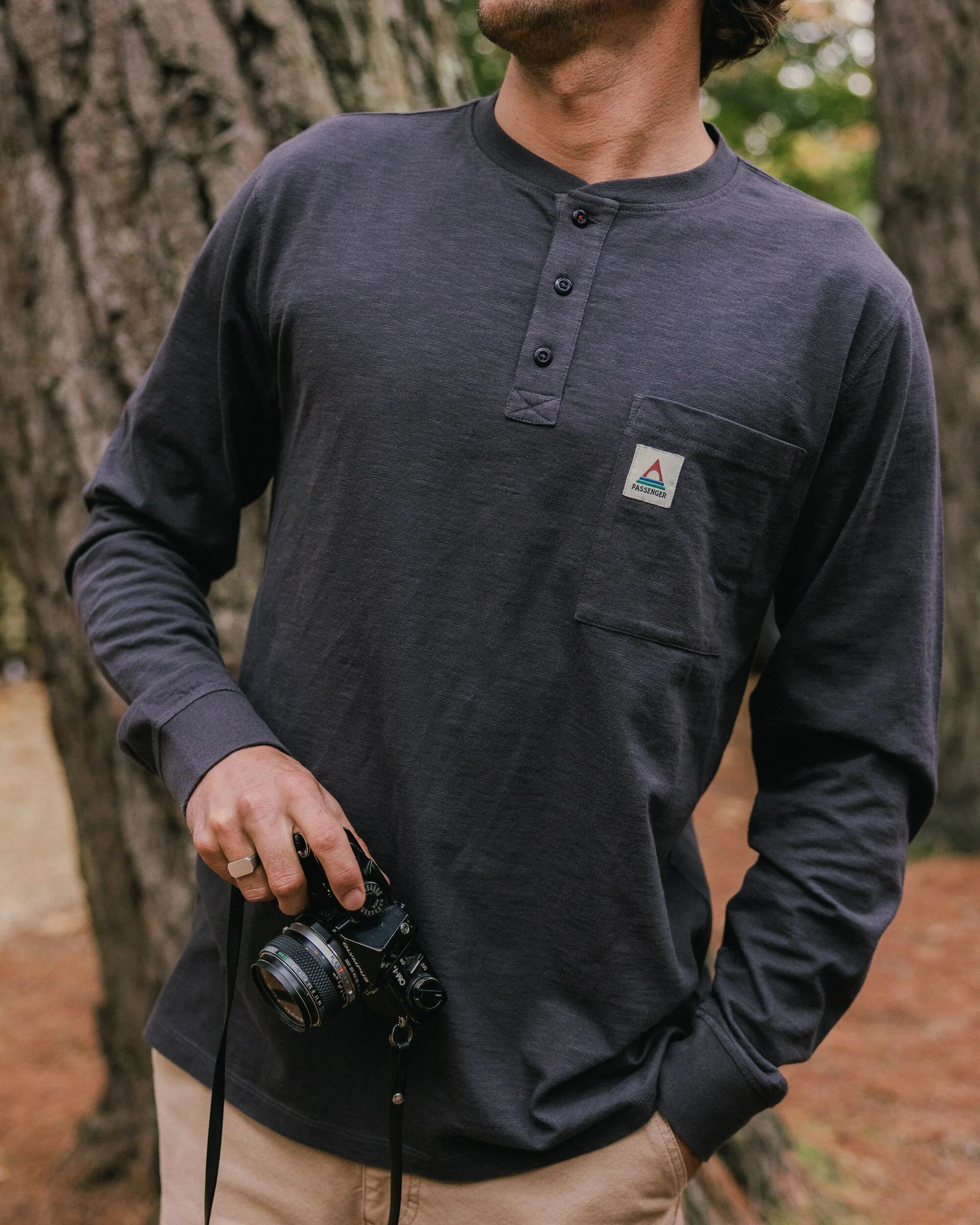 Headland LS Slub Henley - Faded Black