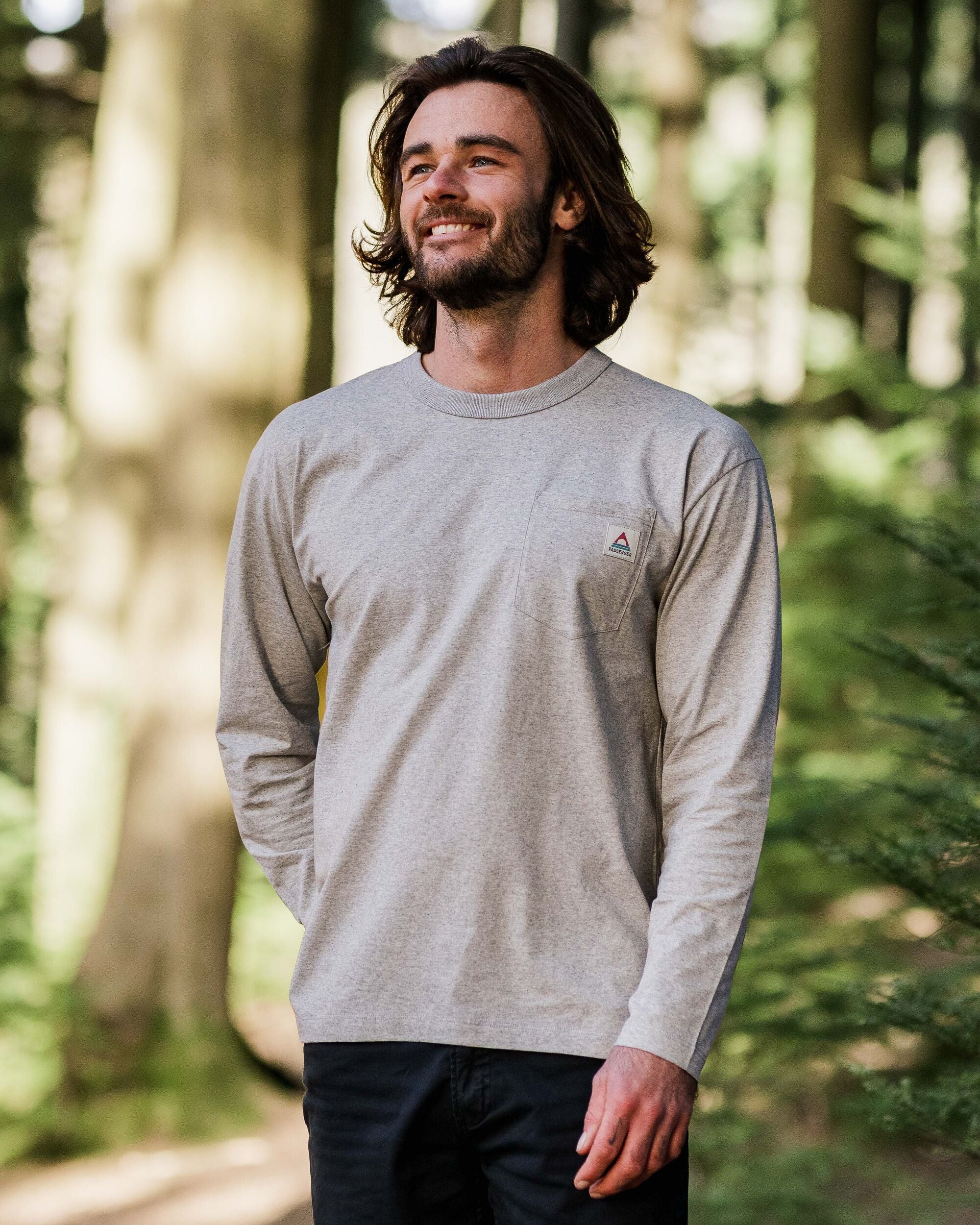Heritage Organic Relaxed Fit LS T-Shirt - Grey Marl - Image 3