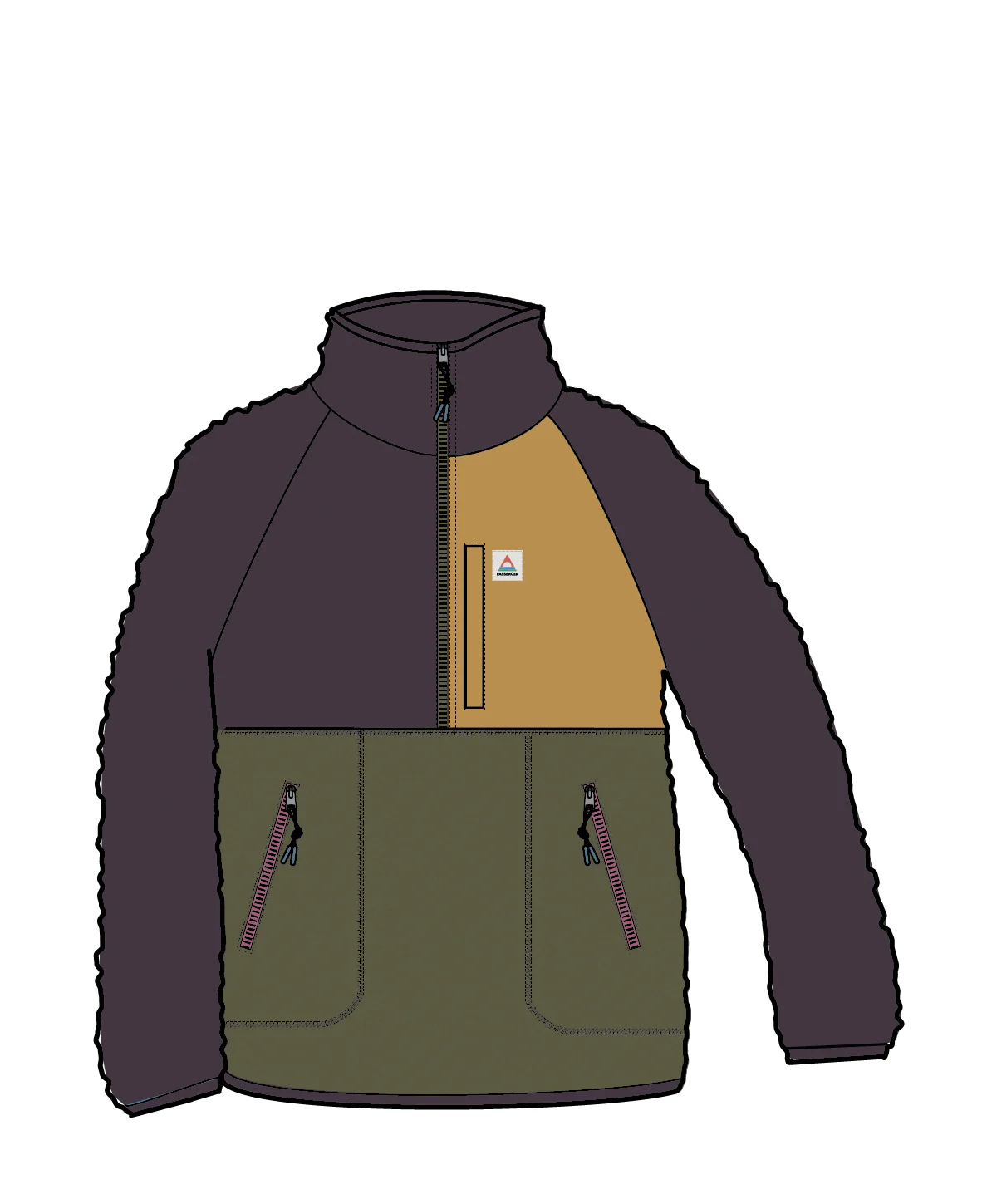 Home Sherpa Fleece - Deep Plum/Khaki - Image 9