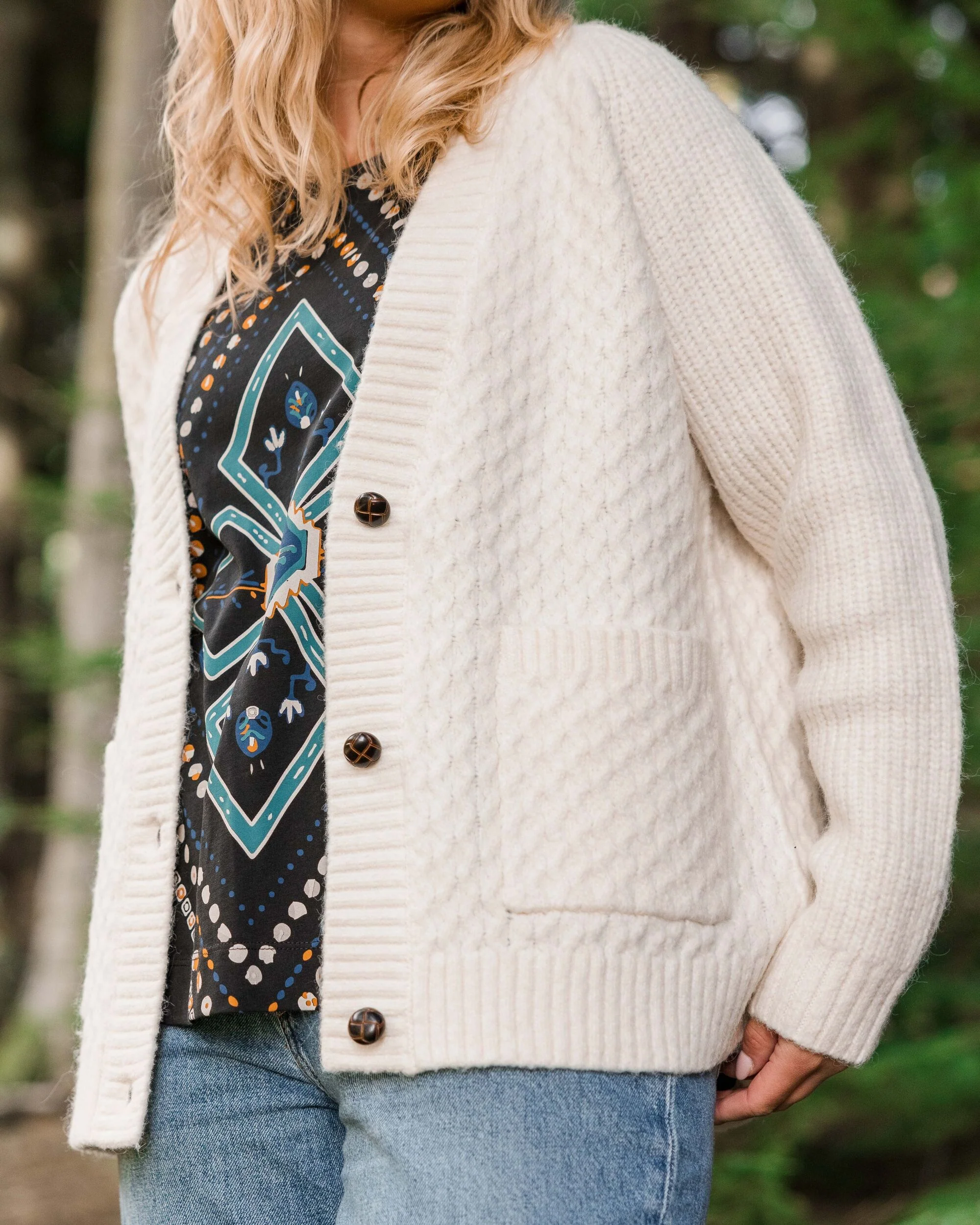 Homey Knitted Cable Cardigan - Off White - Image 5