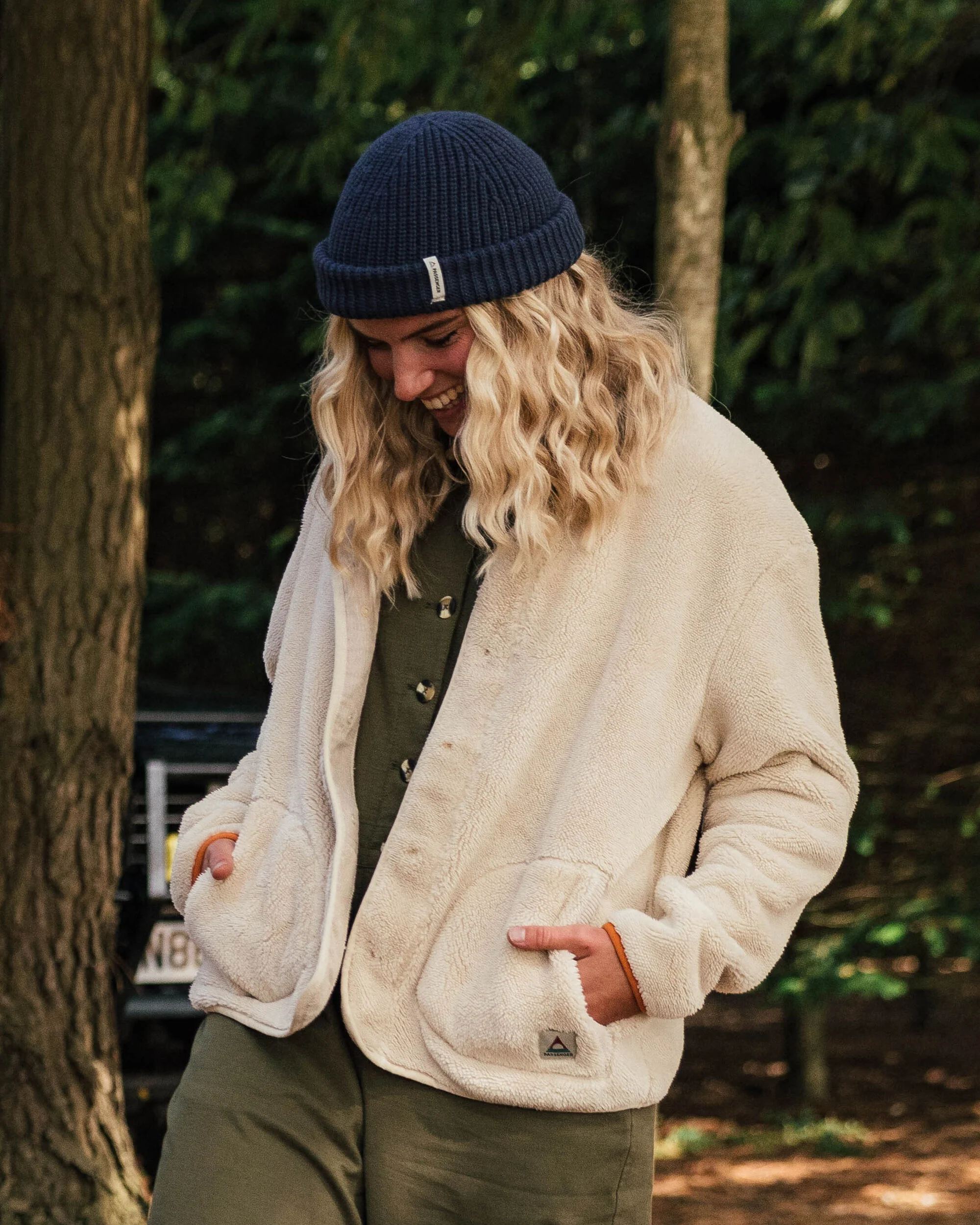 Iris Collarless Fleece Jacket - Oatmeal