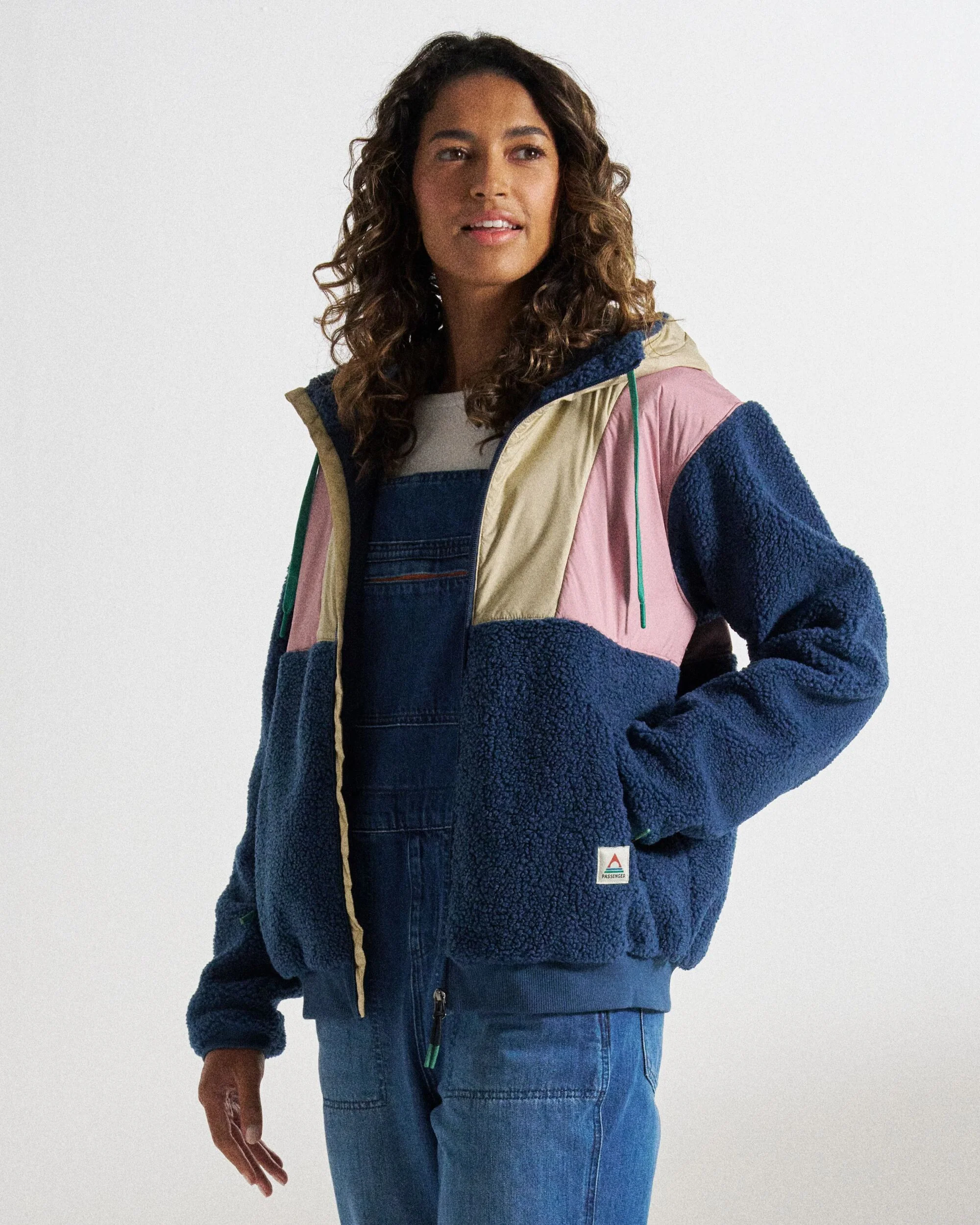 Joy Full Zip Hooded Sherpa Fleece - Dark Denim/Feather - Image 5