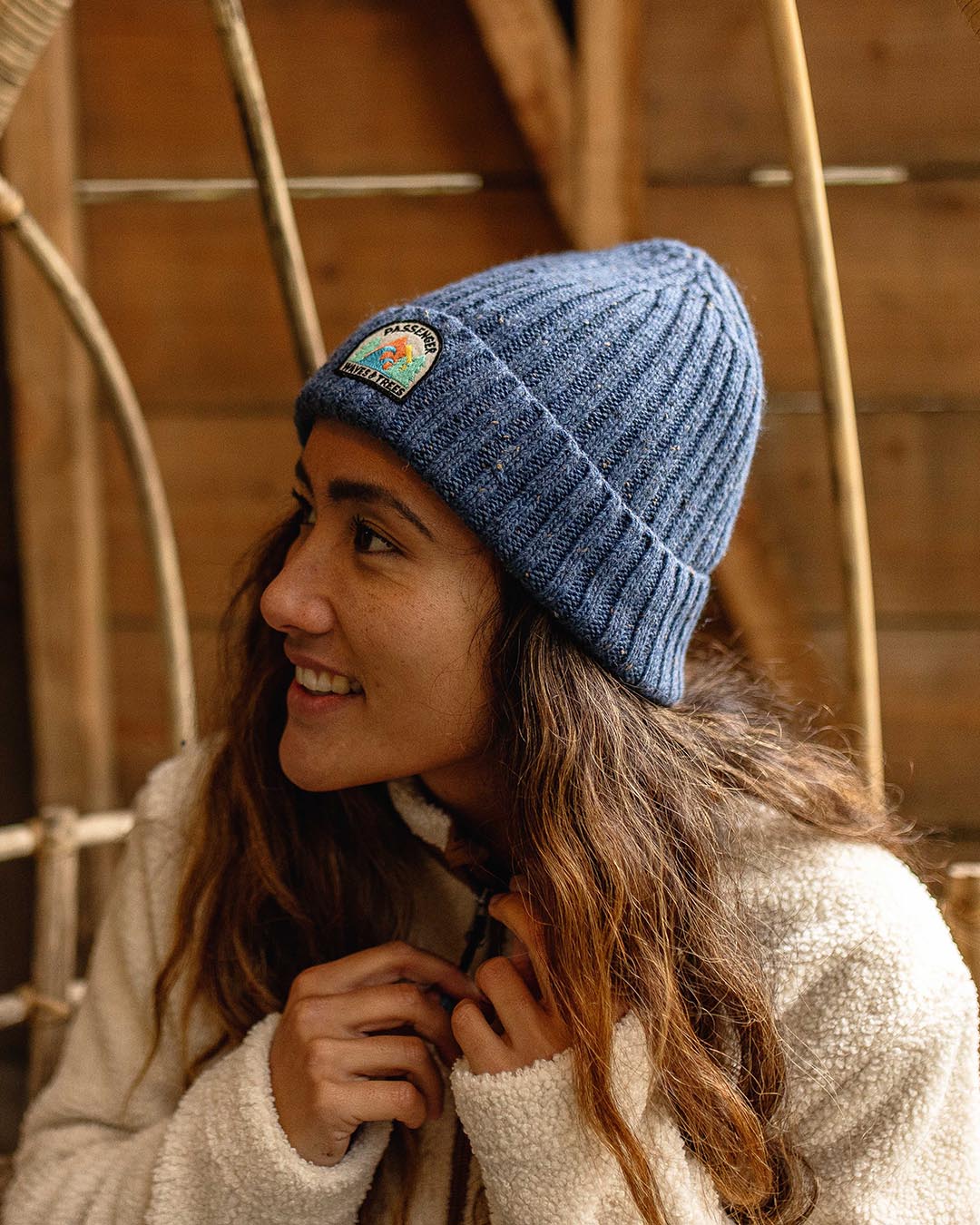 Katira Rib Knit Beanie - Blue Coral - Image 3