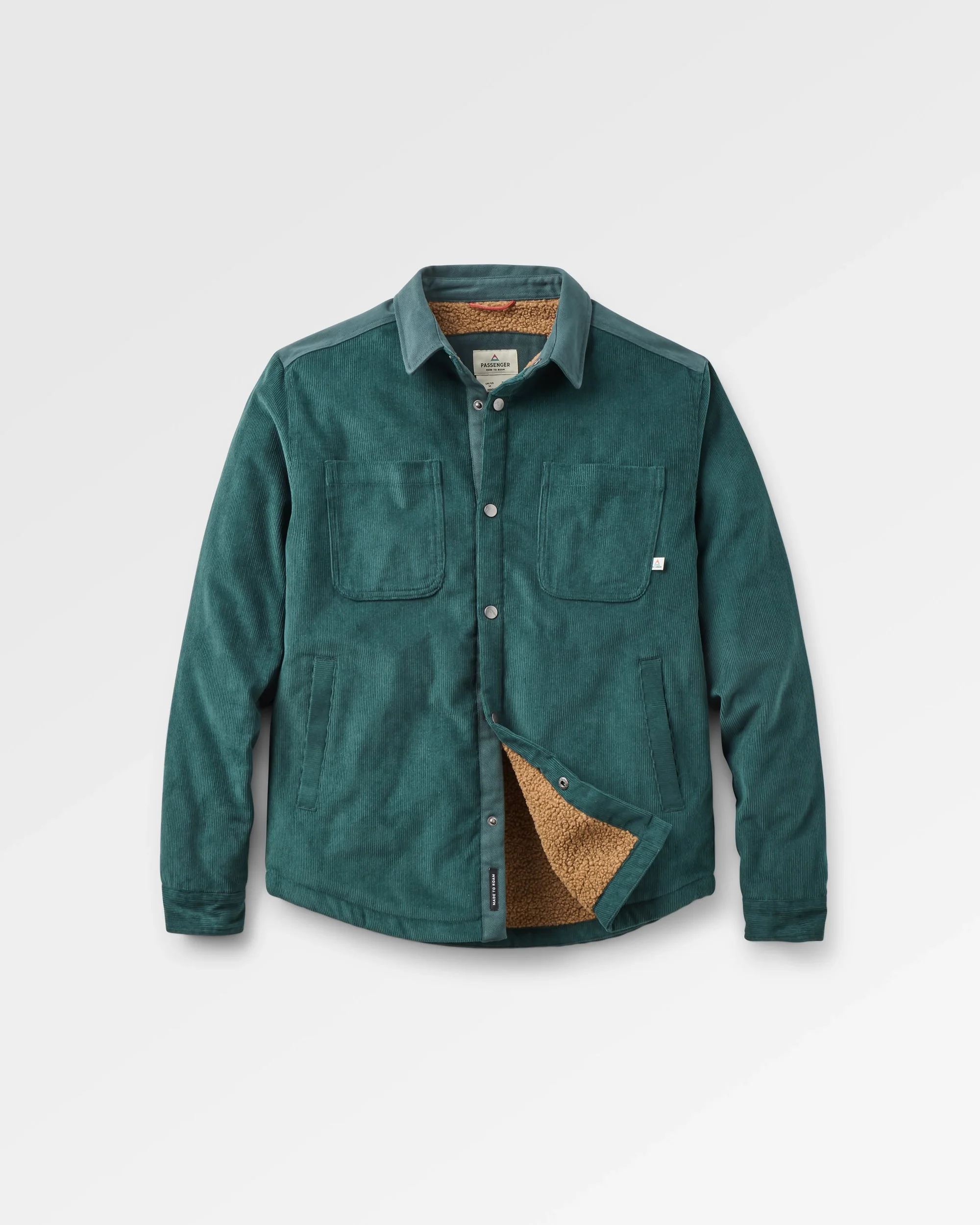 Kodiak Sherpa Lined Cord Overshirt - Dark Fern