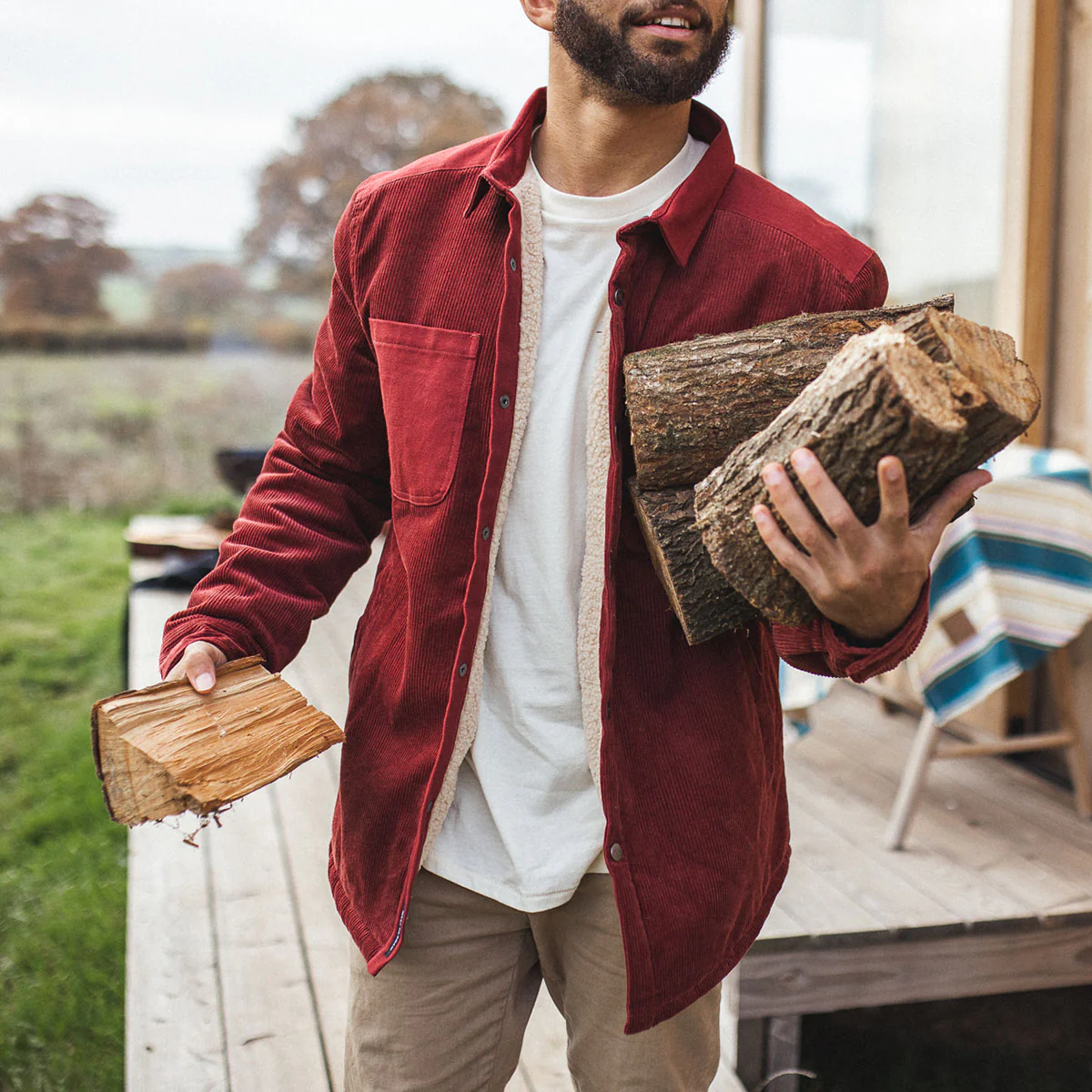Kodiak Sherpa Lined Cord Overshirt - Russet Brown - Image 4