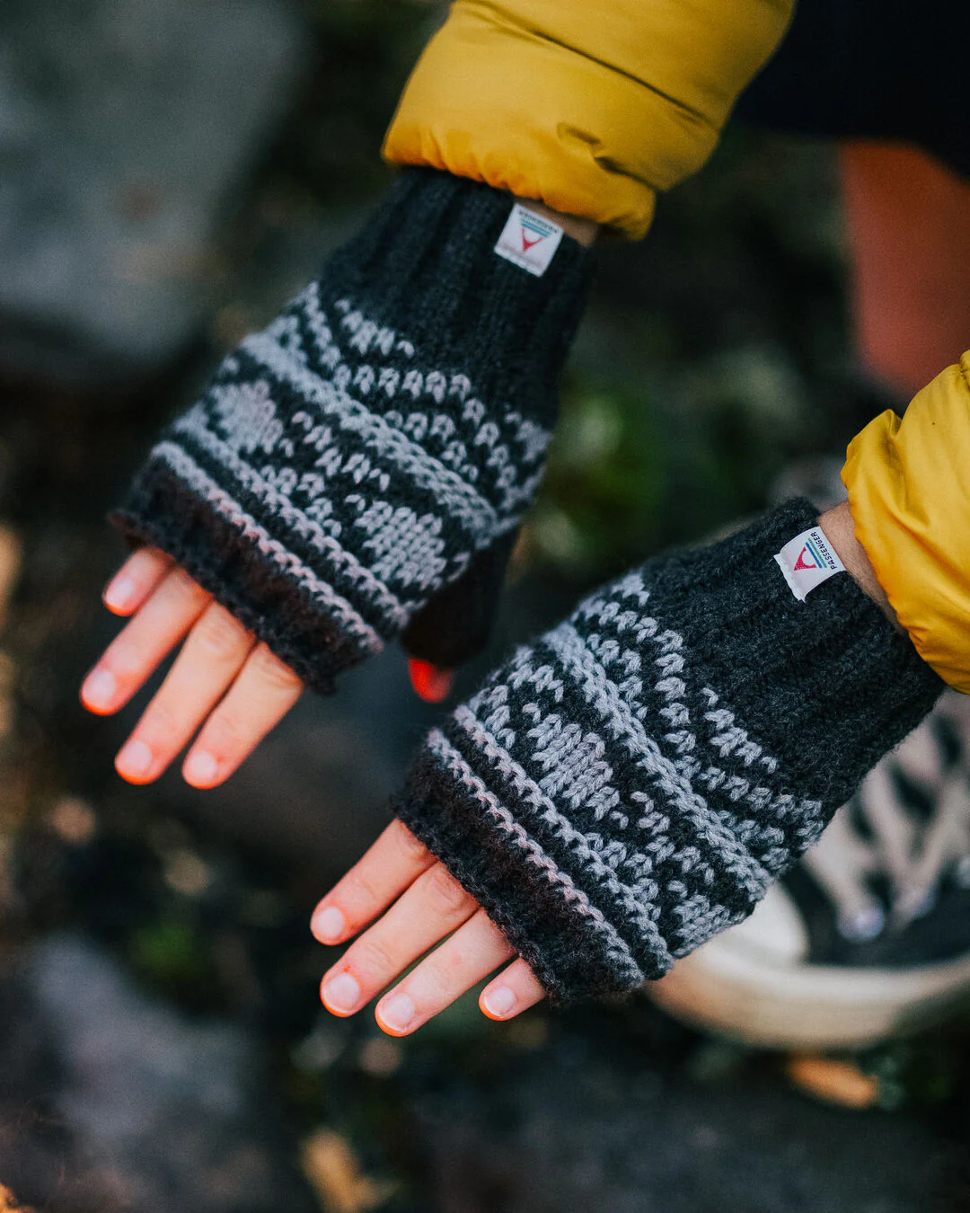 Lily Fleece Lined Fingerless Mittens - Black