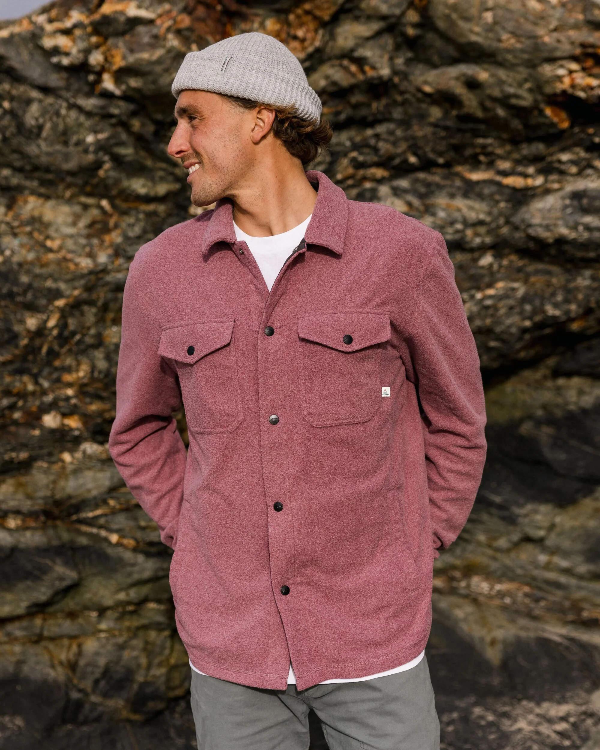 Maple Polar Fleece Shirt - Wine Marl