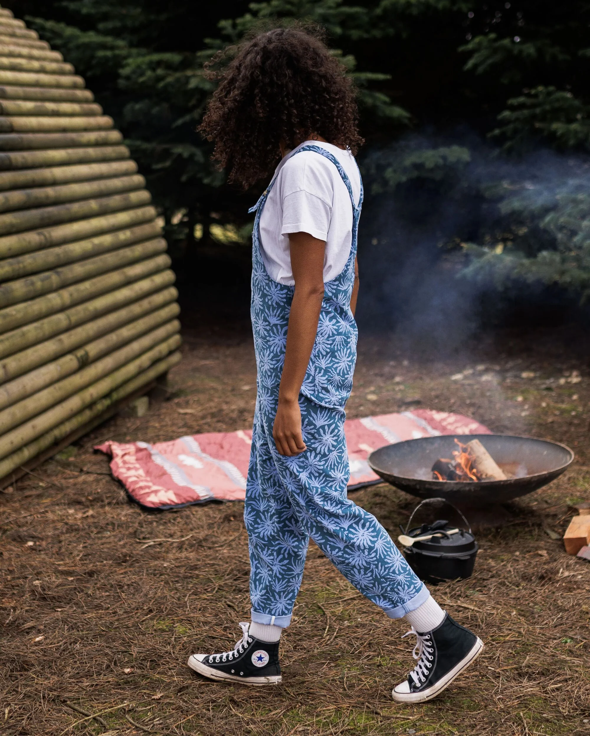 Meadows Organic Cotton Cord Dungarees - Seaweed Blue Steel - Image 6