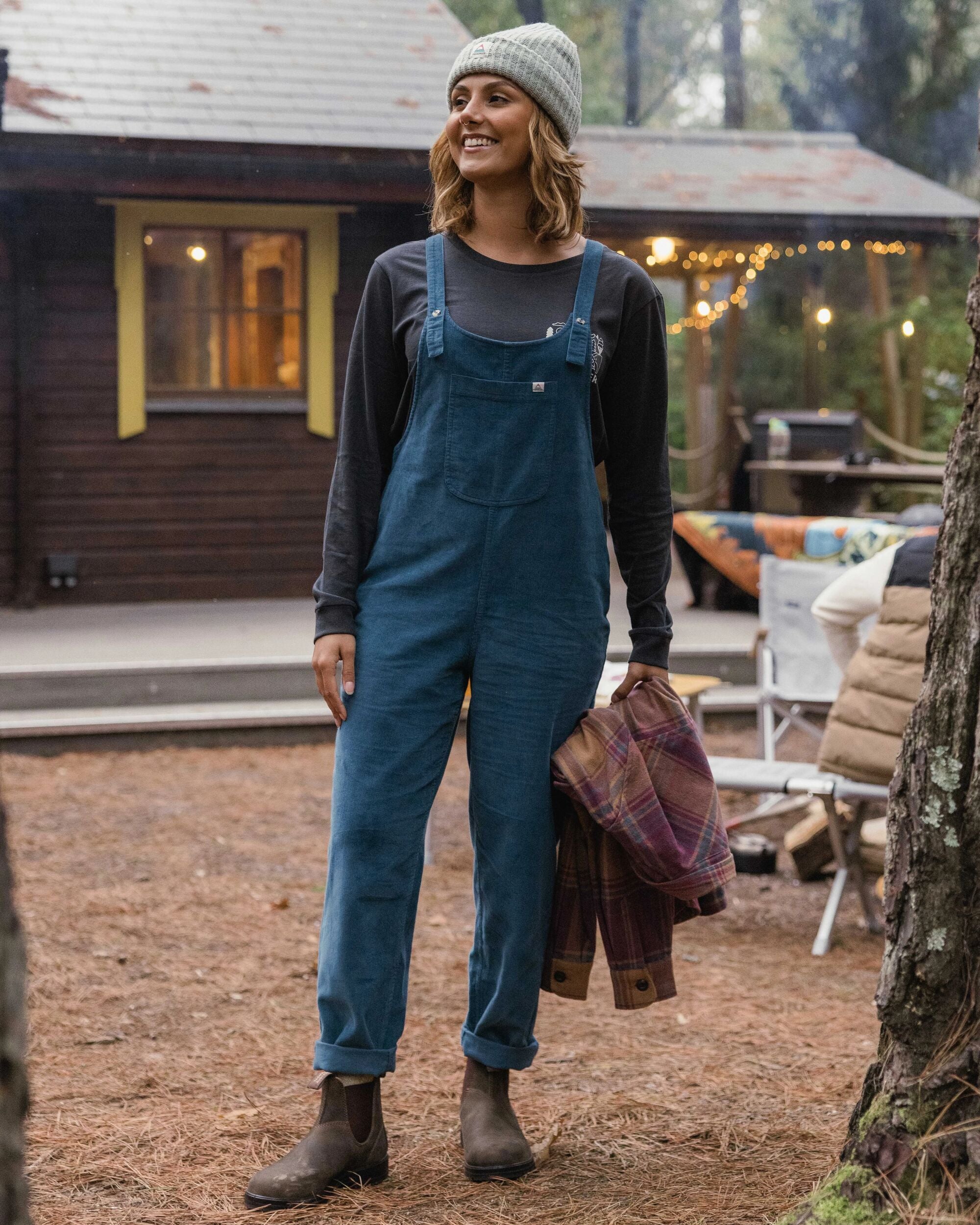 Meadows Organic Cotton Cord Dungarees - Tidal Blue
