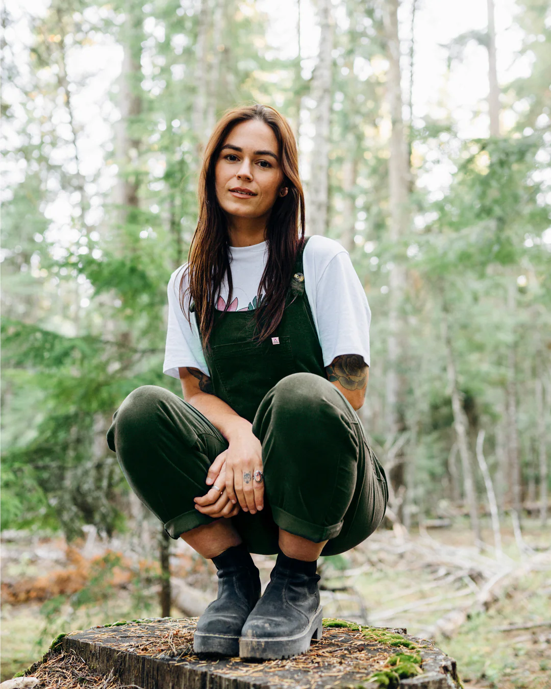 Meadows Organic Cotton Corduroy Dungarees - Fir Tree - Image 2