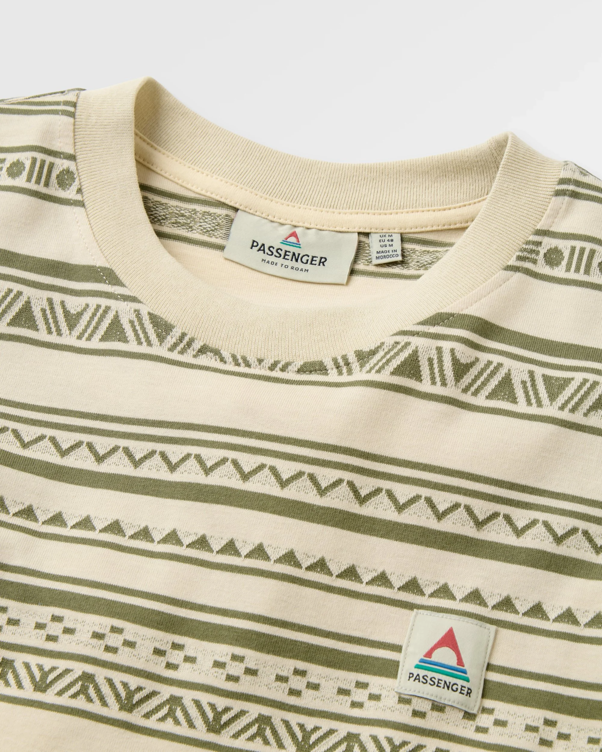 Mellower Jacquard T-Shirt - Geo Stripe Birch/Khaki - Image 2