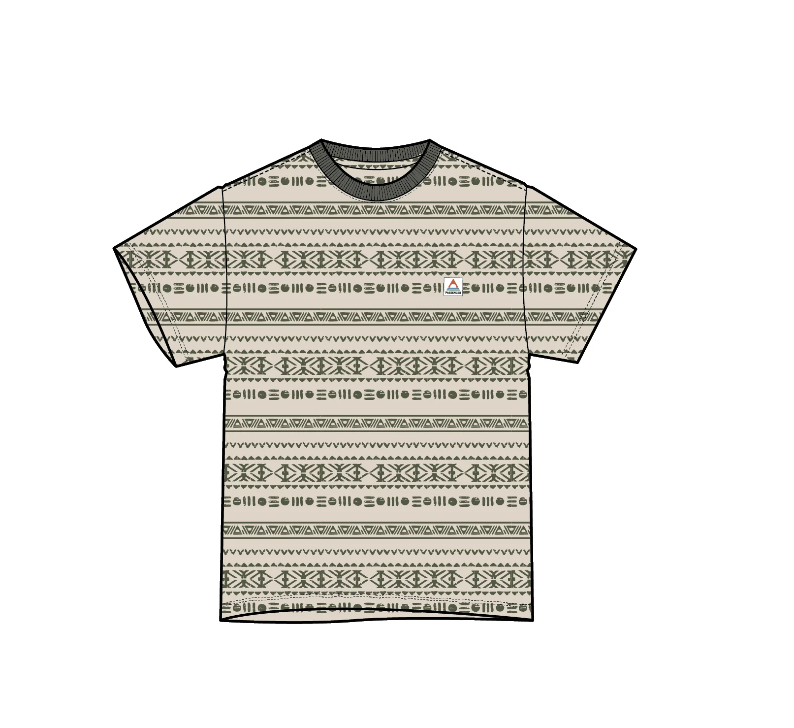 Mellower Jacquard T-Shirt - Geo Stripe Birch/Khaki - Image 6