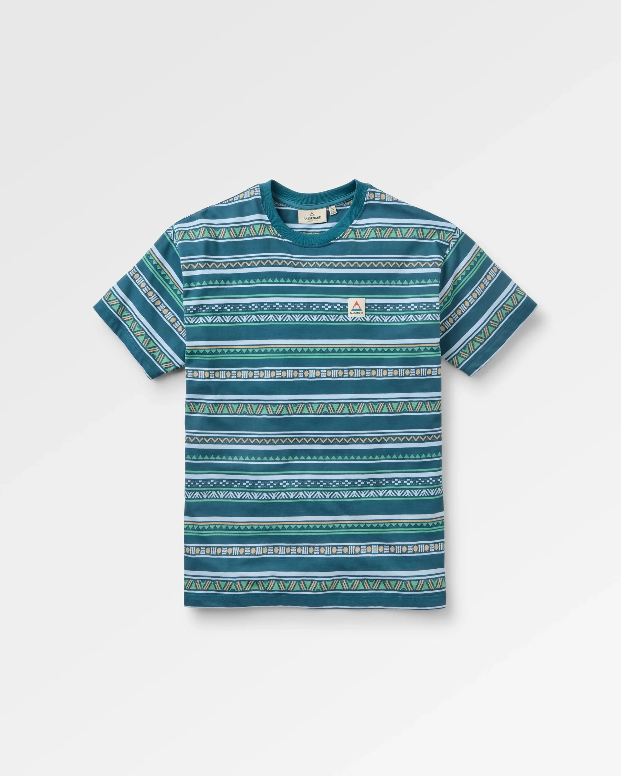 Mellower Jacquard T-Shirt - Geo Stripe Mediterranean