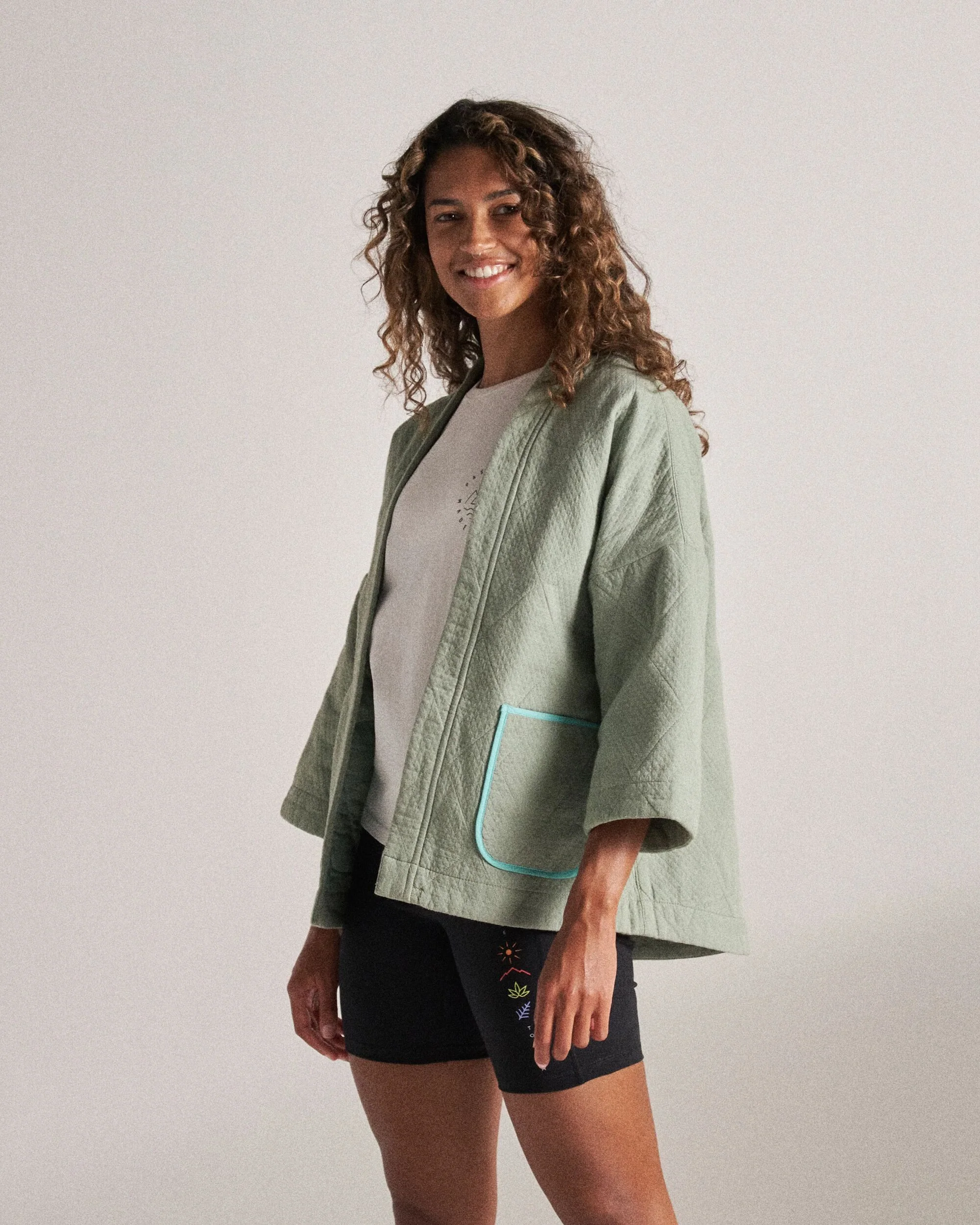 Mira Organic Cotton Quilted Overshirt - Pistachio