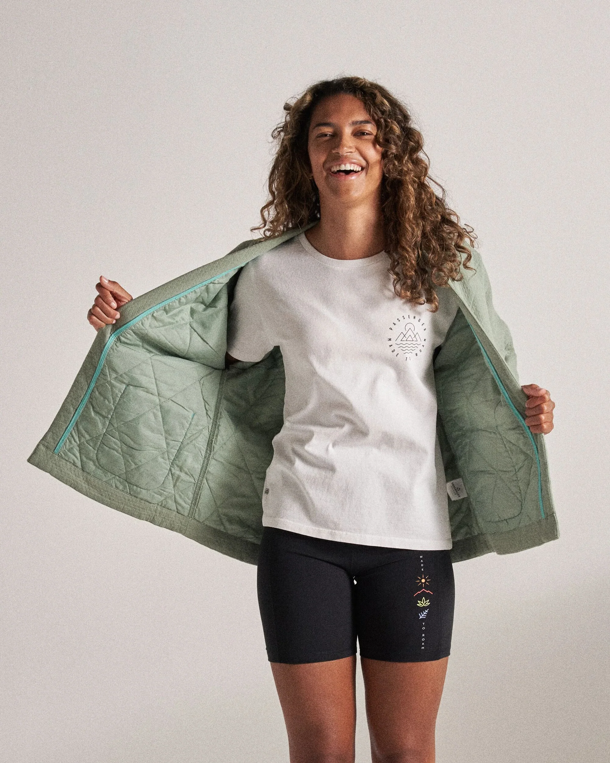Mira Organic Cotton Quilted Overshirt - Pistachio - Image 3
