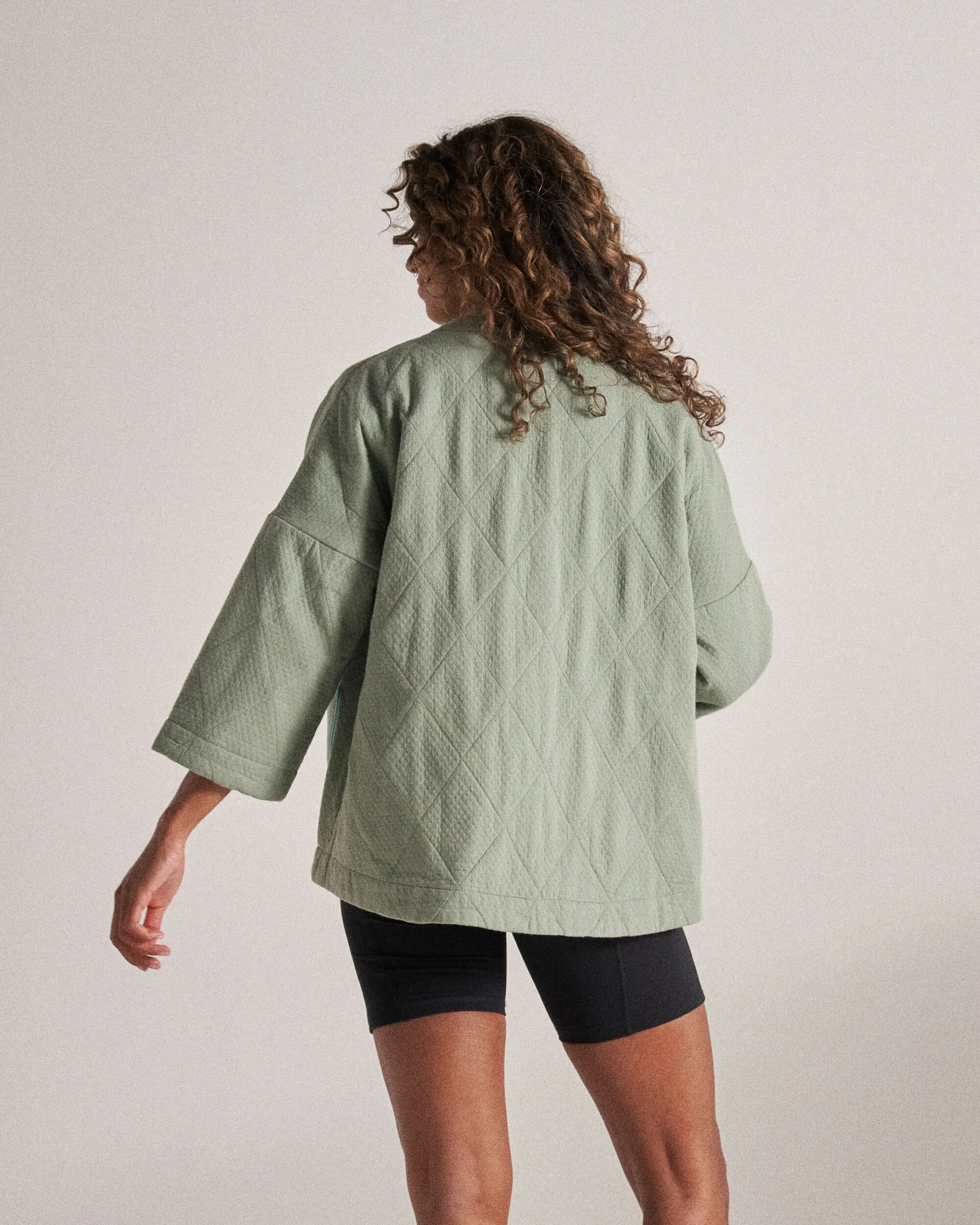 Mira Organic Cotton Quilted Overshirt - Pistachio - Image 4