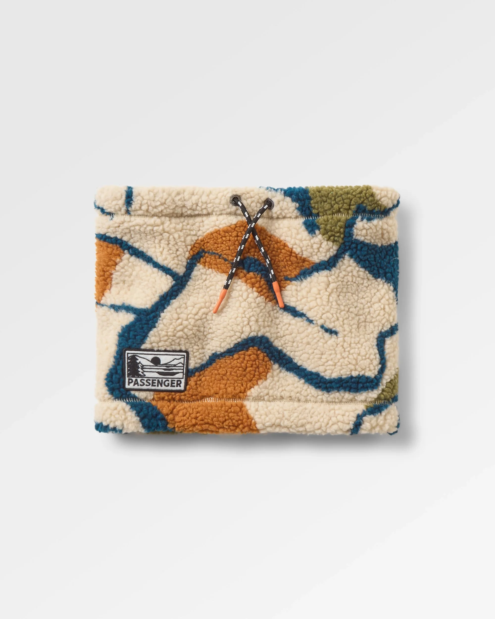 Mulled Sherpa Fleece Snood - Abstract Trails Pebble Grey