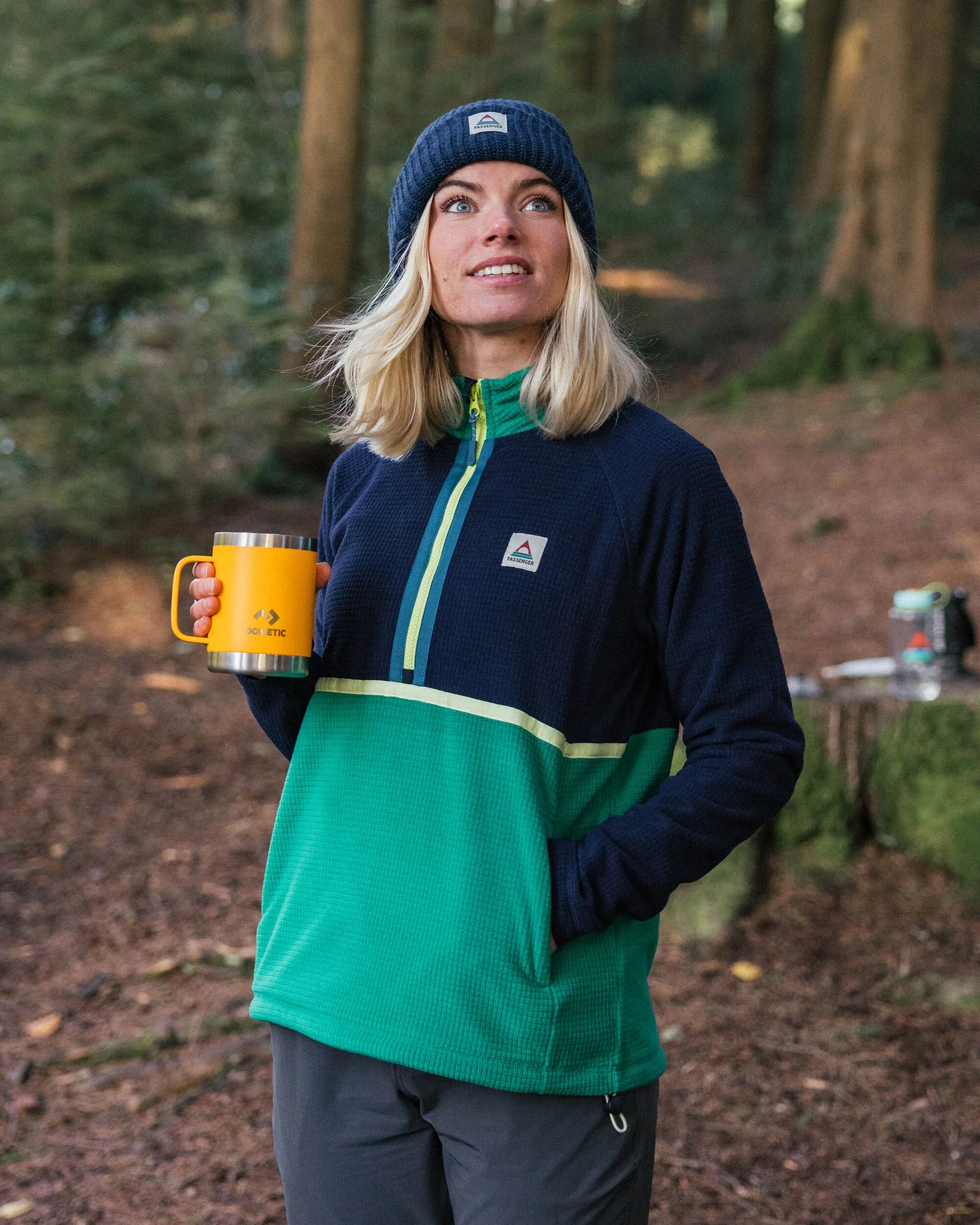 Off Trail Grid Polar Fleece - Rich Navy/Green Lake